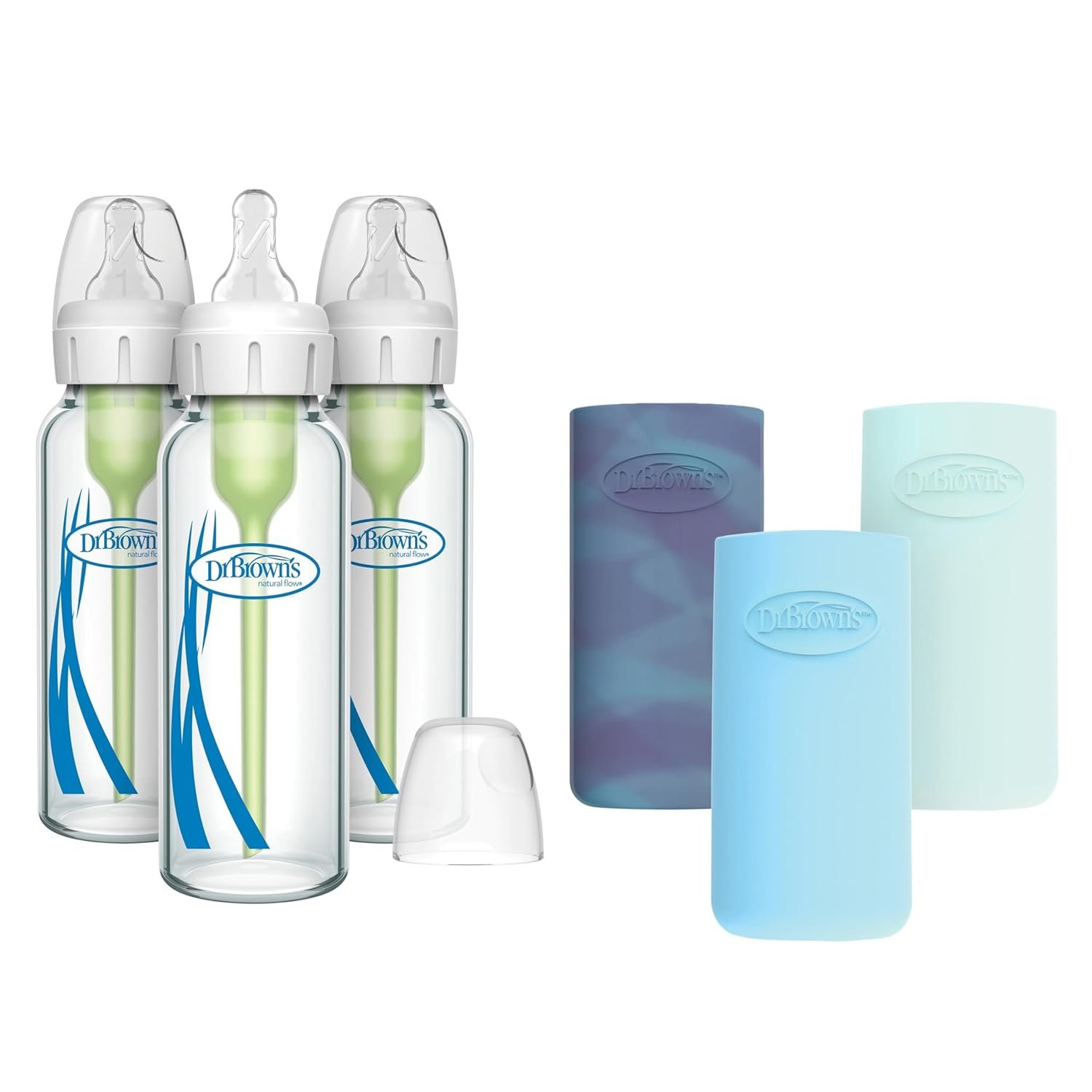 Dr. Brown’s Anti-Colic Options+ Narrow Glass Baby Bottle, 8 oz, 3-Pack