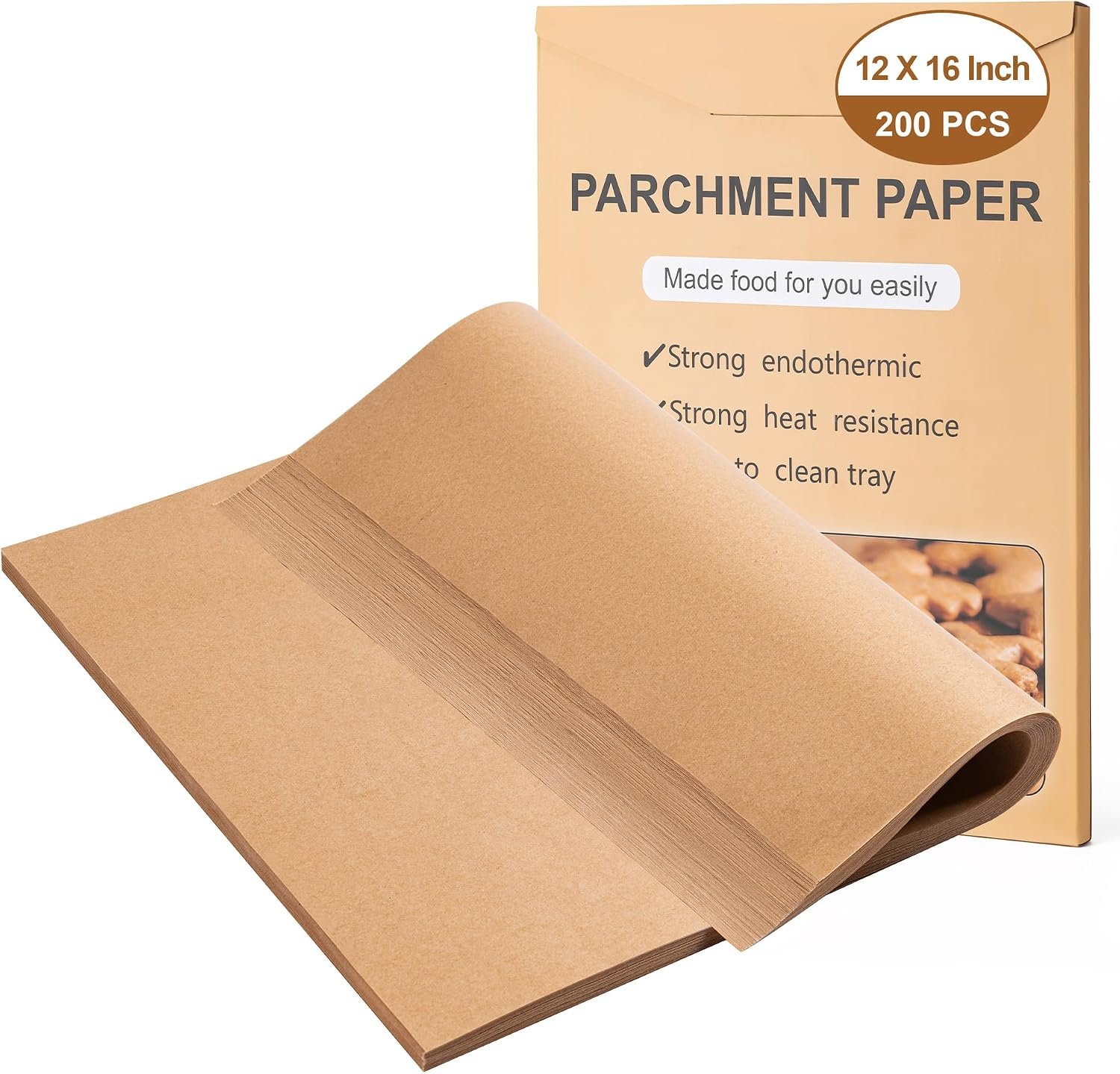 200Pcs Parchment Paper,12×16 In Non-Stick Precut Parchment Paper Sheets