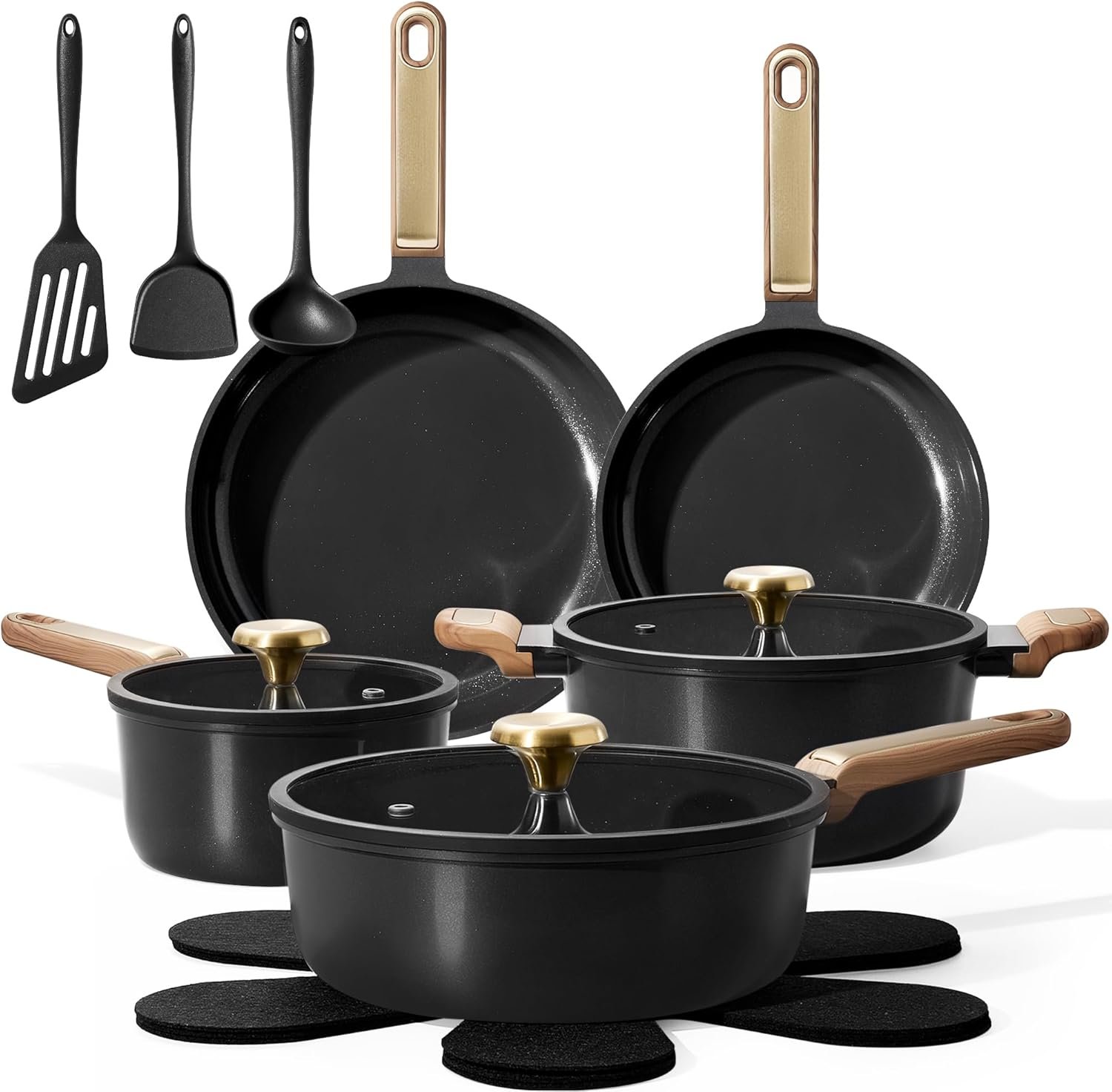 CAROTE Ceramic Cookware Sets, Pots and Pans Set, 16pcs