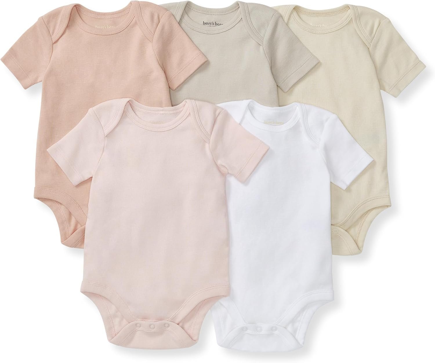 Burt’s Bees Baby Unisex Bodysuits, Short Sleeve Organic Sleepwear, 5-Pack