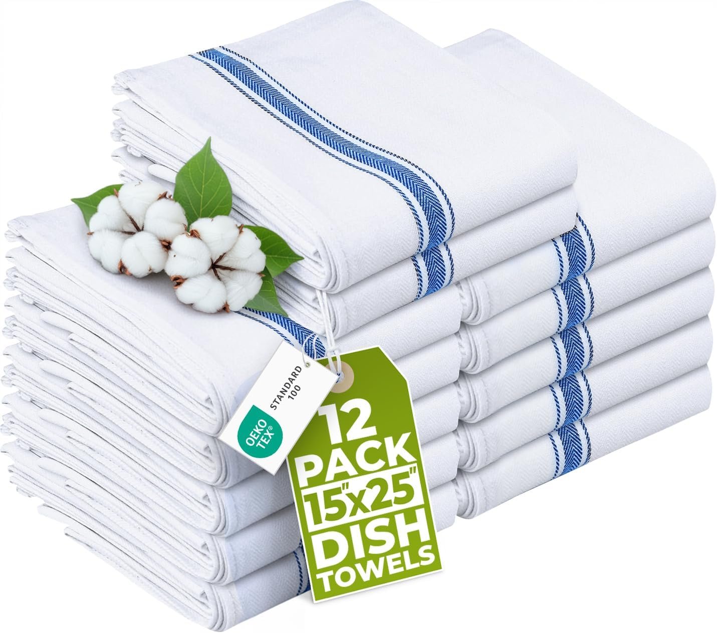 Utopia Towels Blue Dish Towels [12 Pack – 15 x 25 in] 100% Ring Spun Cotton