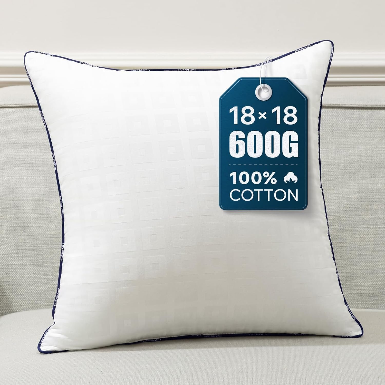 Phantoscope Throw Pillow Inserts with 100% Cotton Cover, 18×18 Inch, 1 Pack