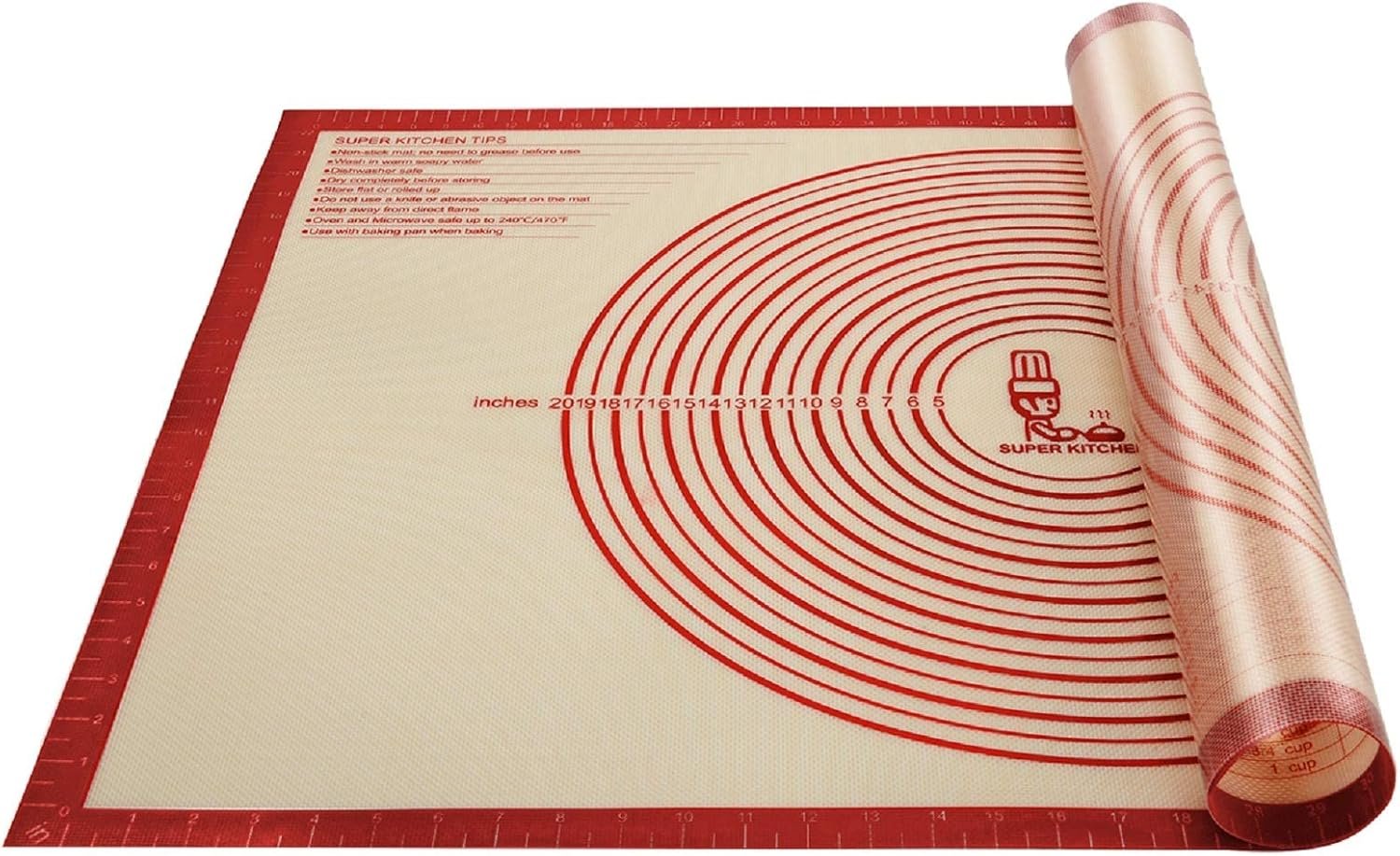 Non-slip Silicone Pastry Mat Extra Large Measurements 36”x 24” Baking Mat