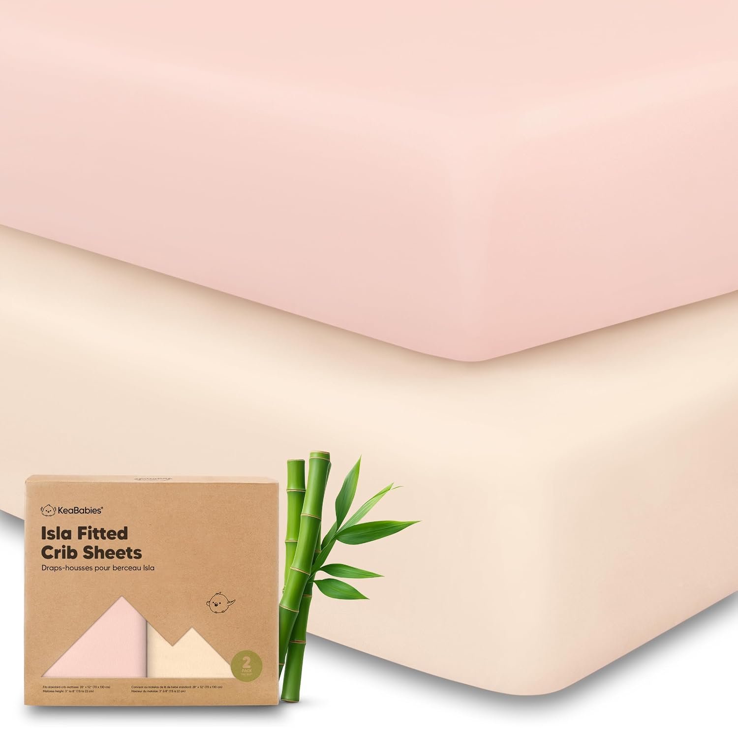 KeaBabies 2-Pack Baby Crib Sheets for Boys, Girls, 52×28 Fitted (Cameo)