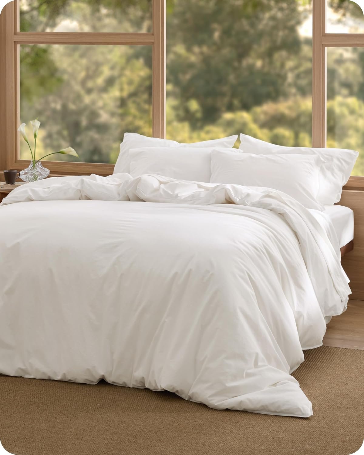 Bedsure PureWoven 100% Cotton Slub Weave Duvet Cover Set, Queen Set, 3-PC
