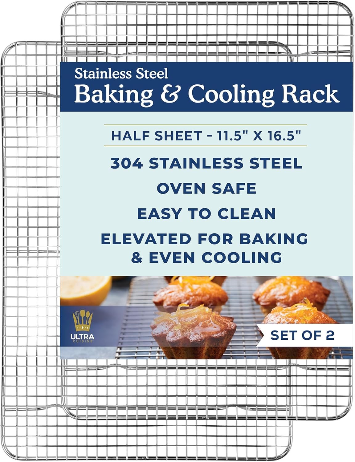 Ultra Cuisine Cooling and Baking Rack Set – Cooling Racks -11.5” x16.5”