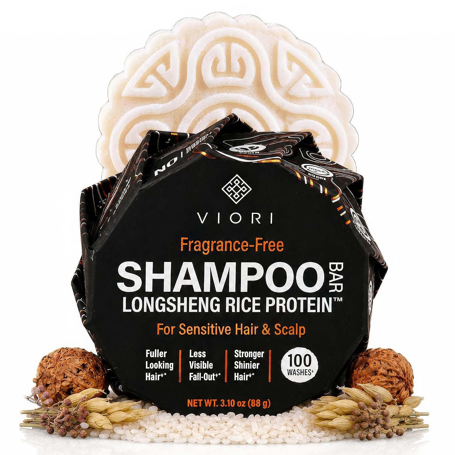 Viori Native Essence Shampoo Bar Made with Rice Water – Handcrafted All Natural Shampoo Bars – Sulfate Free