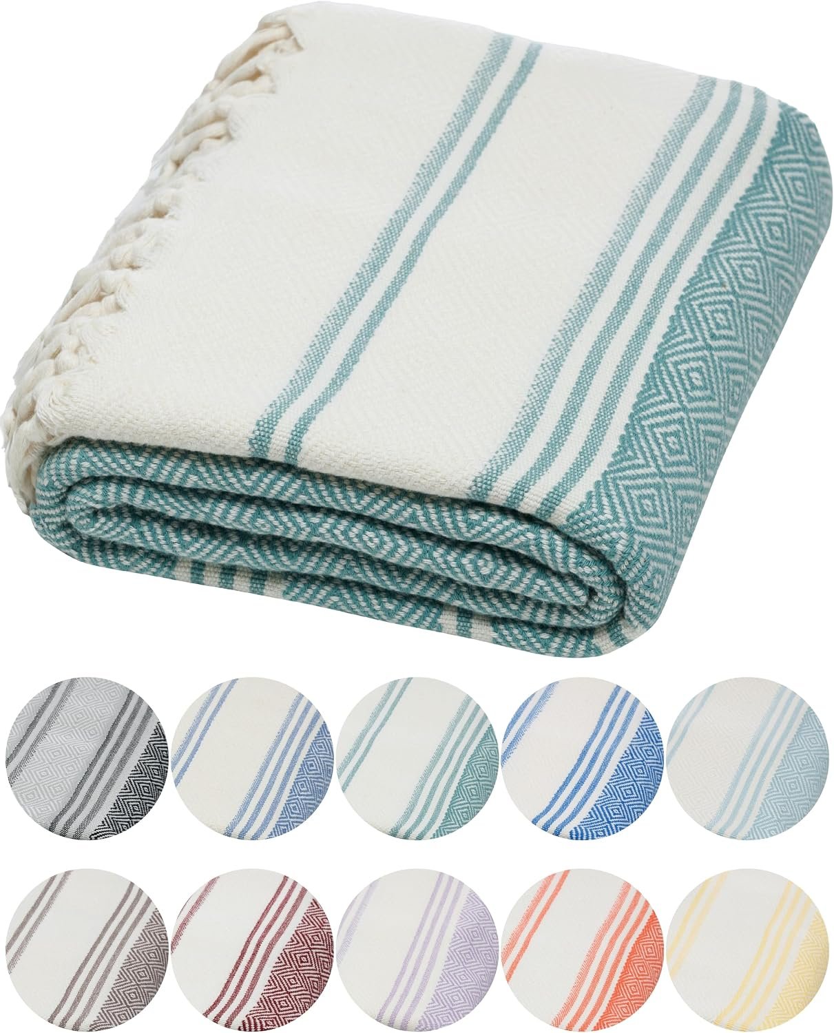 DEMMEX 100% Certified Organic Turkish Cotton Bath & Beach Towel, 71×36 in.