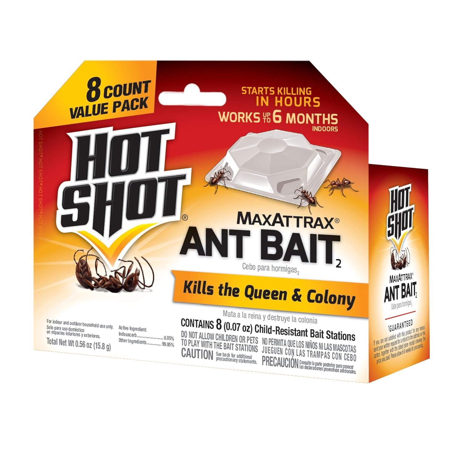 Hot Shot MaxAttrax Ant Bait 8 Count, Child-Resistant Bait Stations