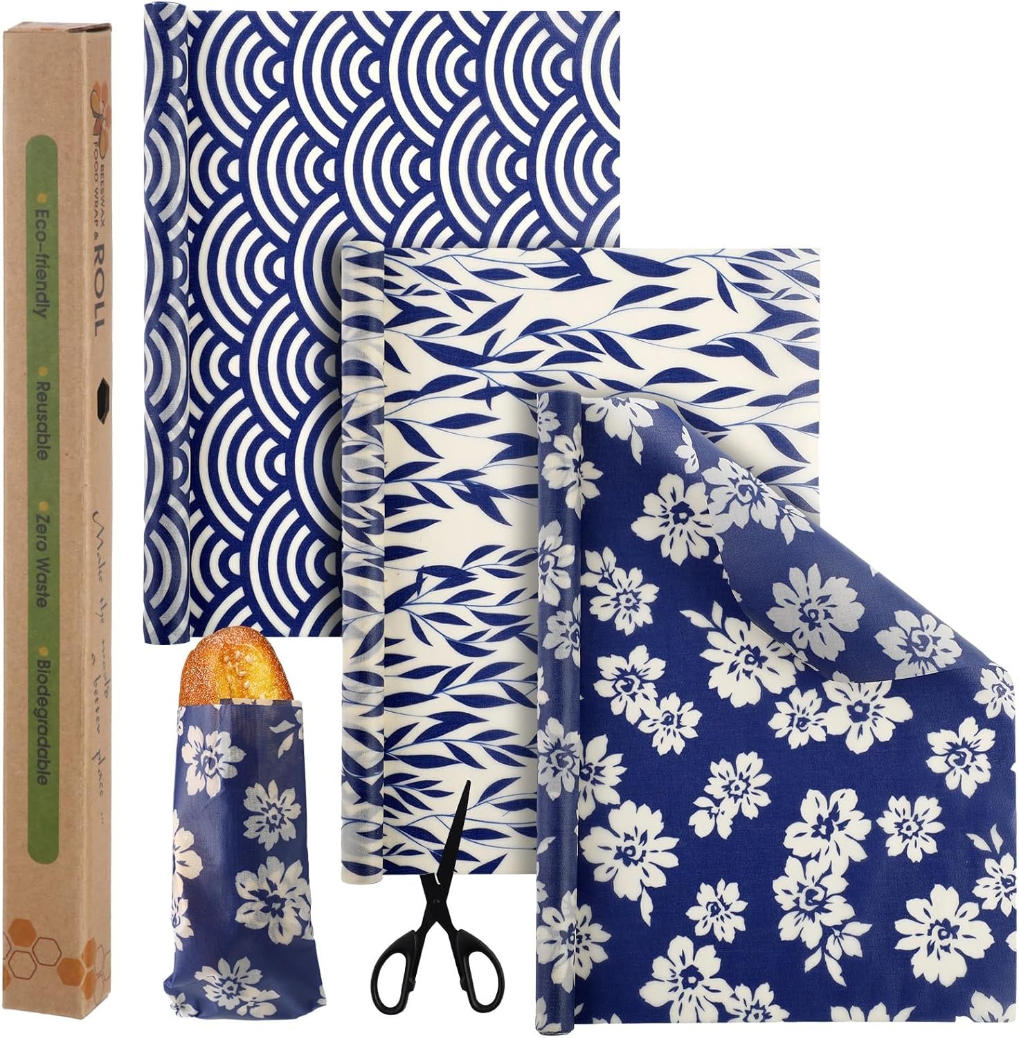 3 Beeswax Wrap Roll 13 x 40 Inches Reusable Beeswax Roll Scandinavian Style