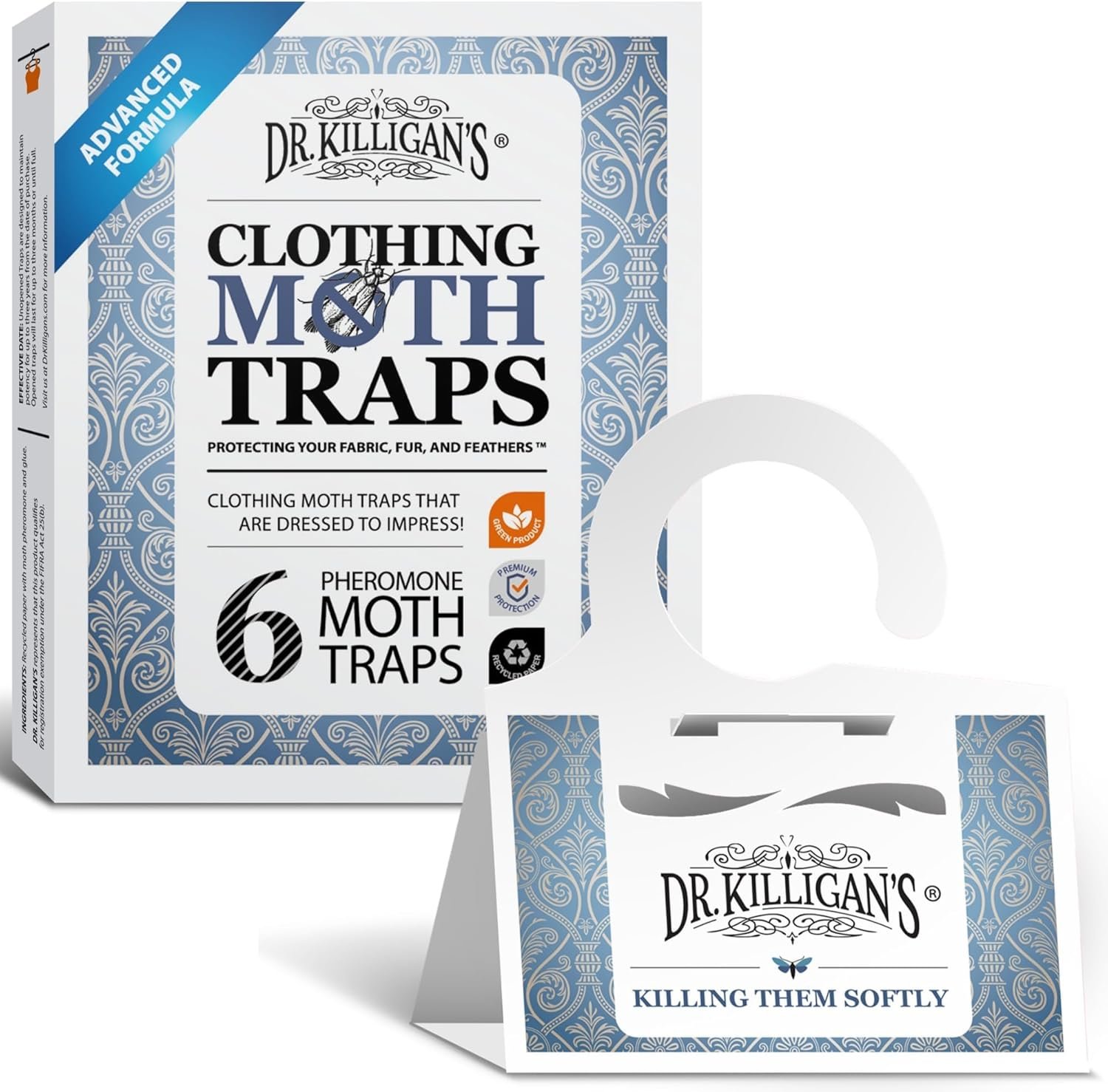 Dr. Killigan’s Premium Clothing Moth Traps with Pheromones (White, 6 Traps)