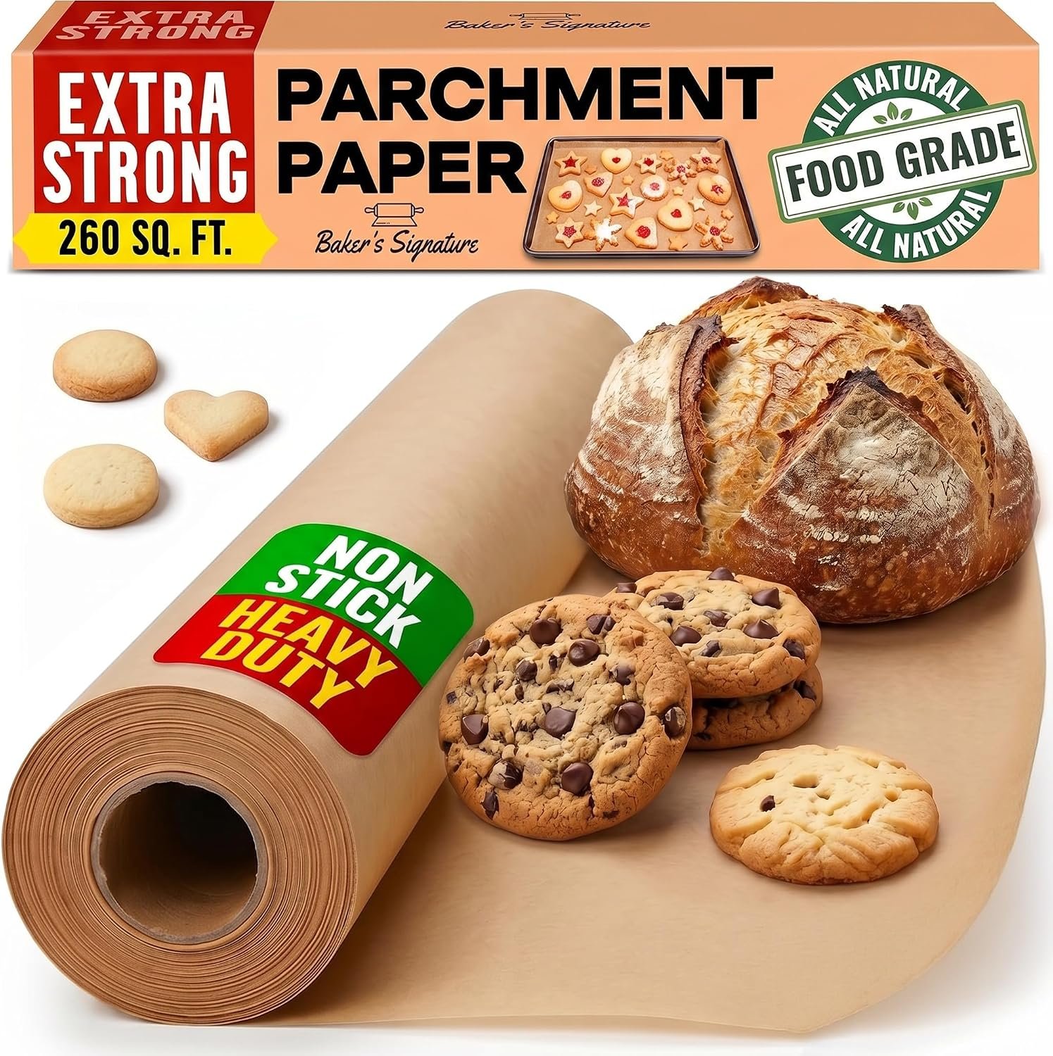 Baker’s Signature Unbleached Parchment Paper Roll with Cutter, 15in x 210ft