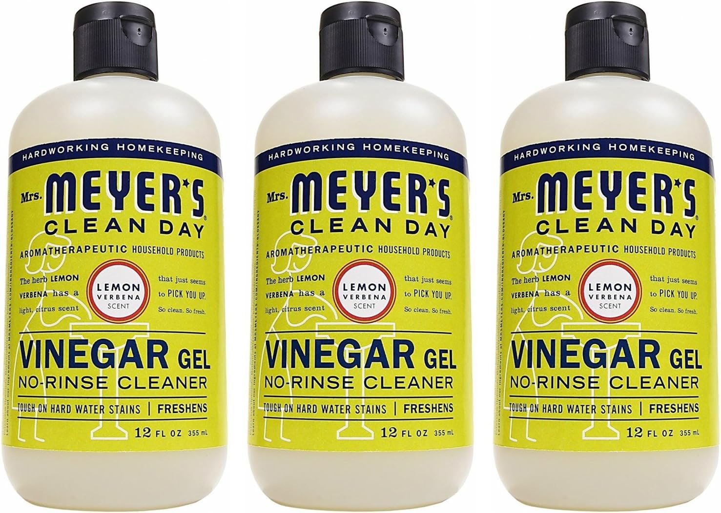 Mrs Meyers Clean Day Vinegar Gel Cleaner, Lemon Verbena, 12 oz, pack of 3