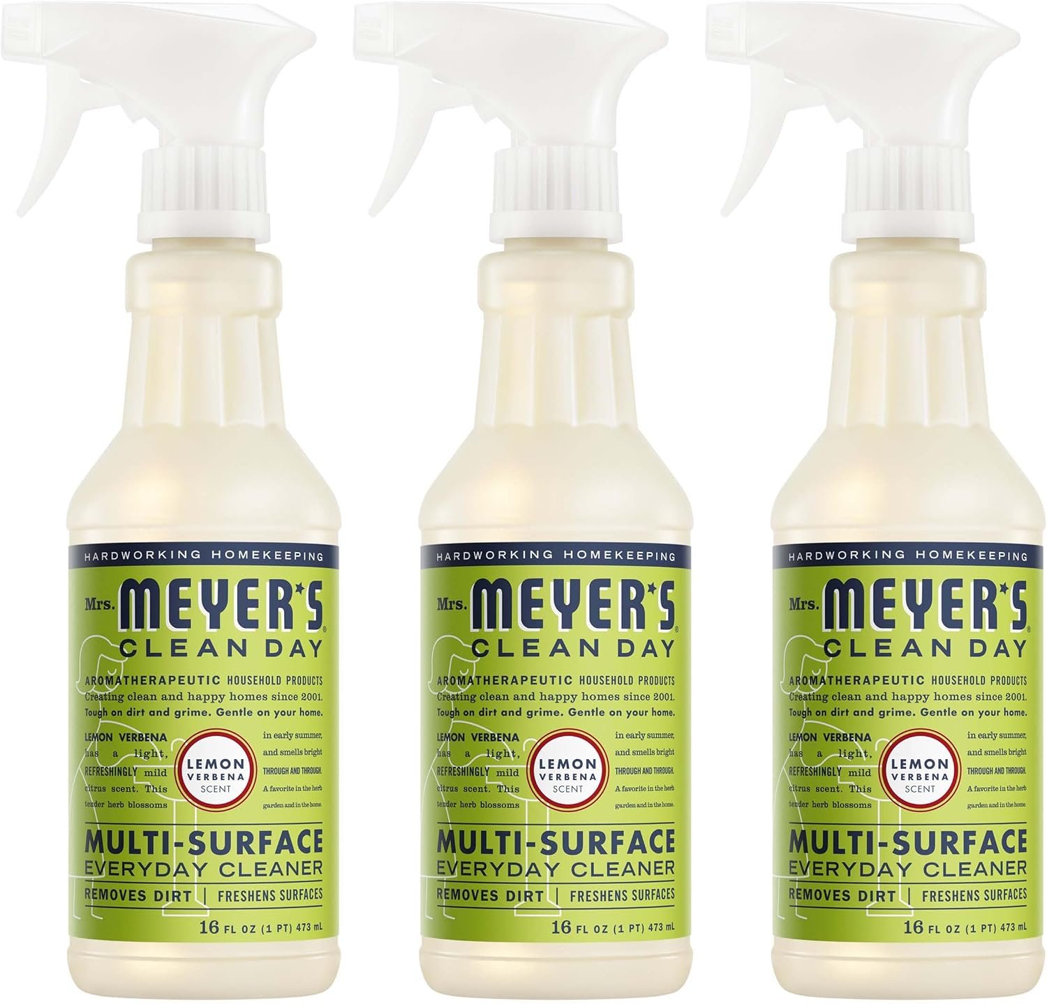 MRS. MEYER’S CLEAN DAY Cleaner Spray, Lemon Verbena, 16 fl oz, 3 Pack