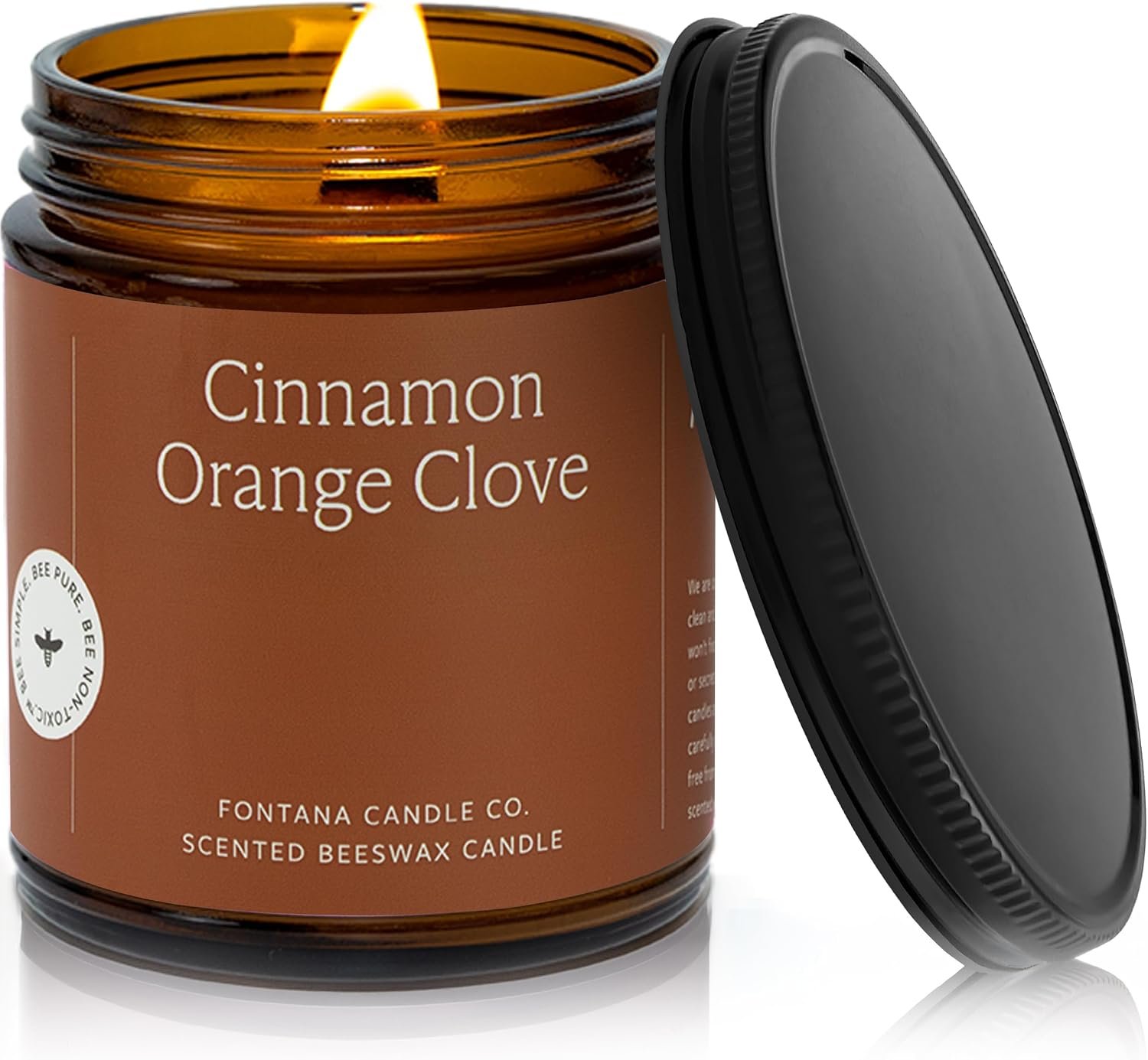 Fontana Candle Co Wood Wick Beeswax Candle, Cinnamon Orange Clove