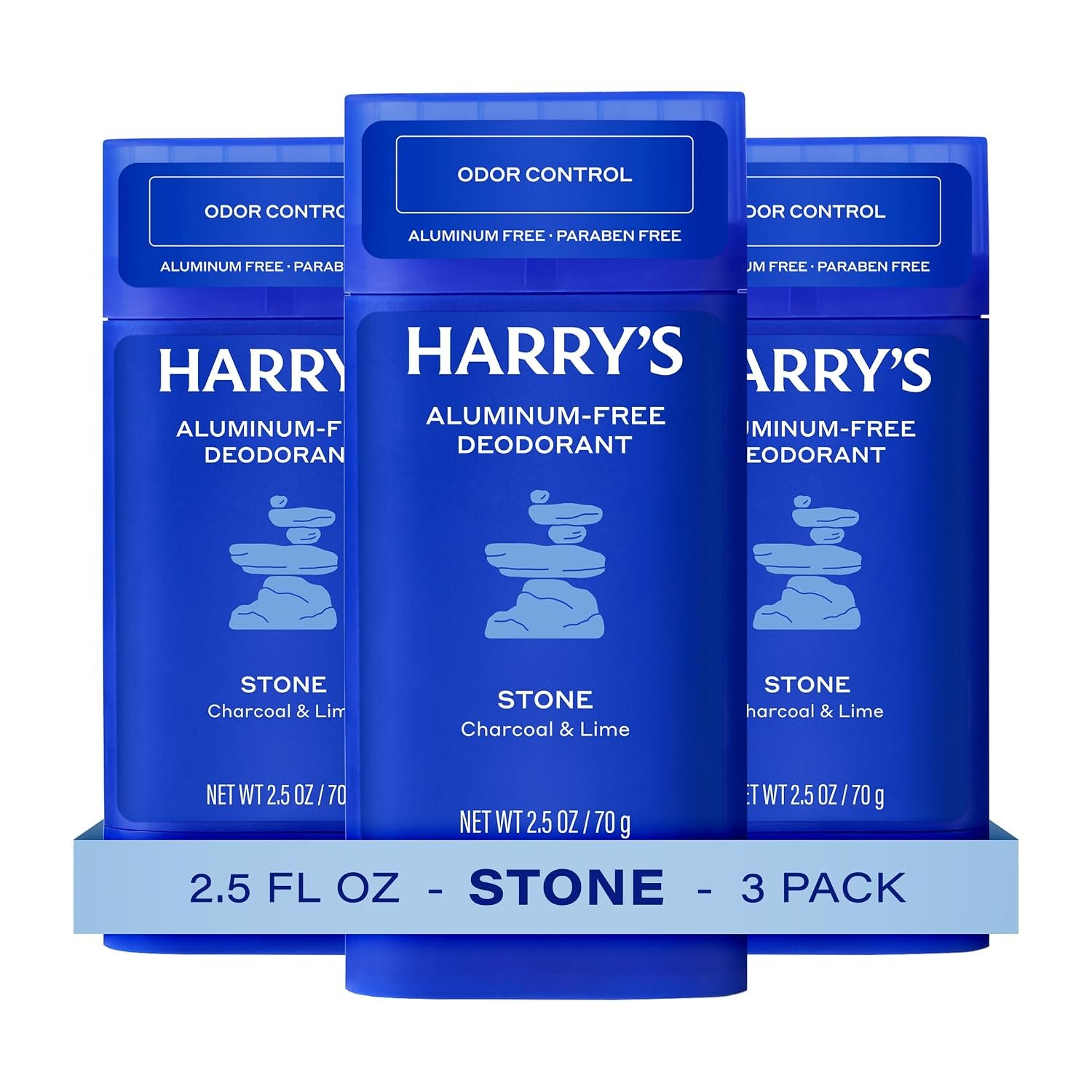 Harry’s Aluminum-Free Deodorant for Men – Stone – 2.5 oz (3 Pack)