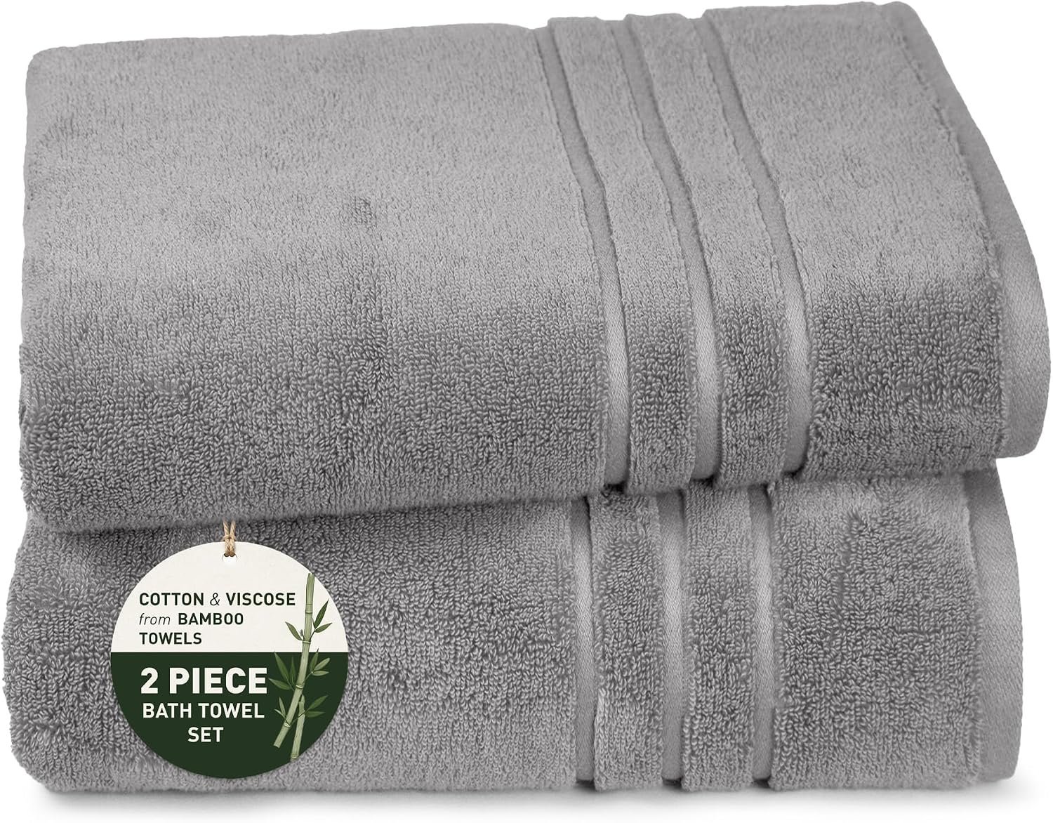 TRIDENT Cotton-Viscose from Bamboo Bath Towels Set of 2, Soft Bath Towels