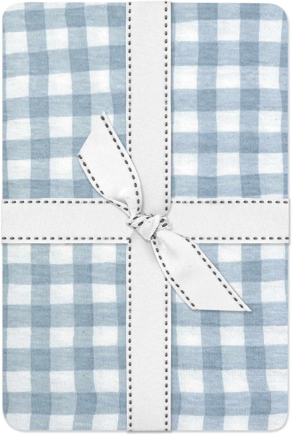 Butterblu Frankie Fitted Crib Sheet 100% Organic Cotton for Baby & Toddler Mattress, Breathable for Boys & Girls, Blue Check, One Size