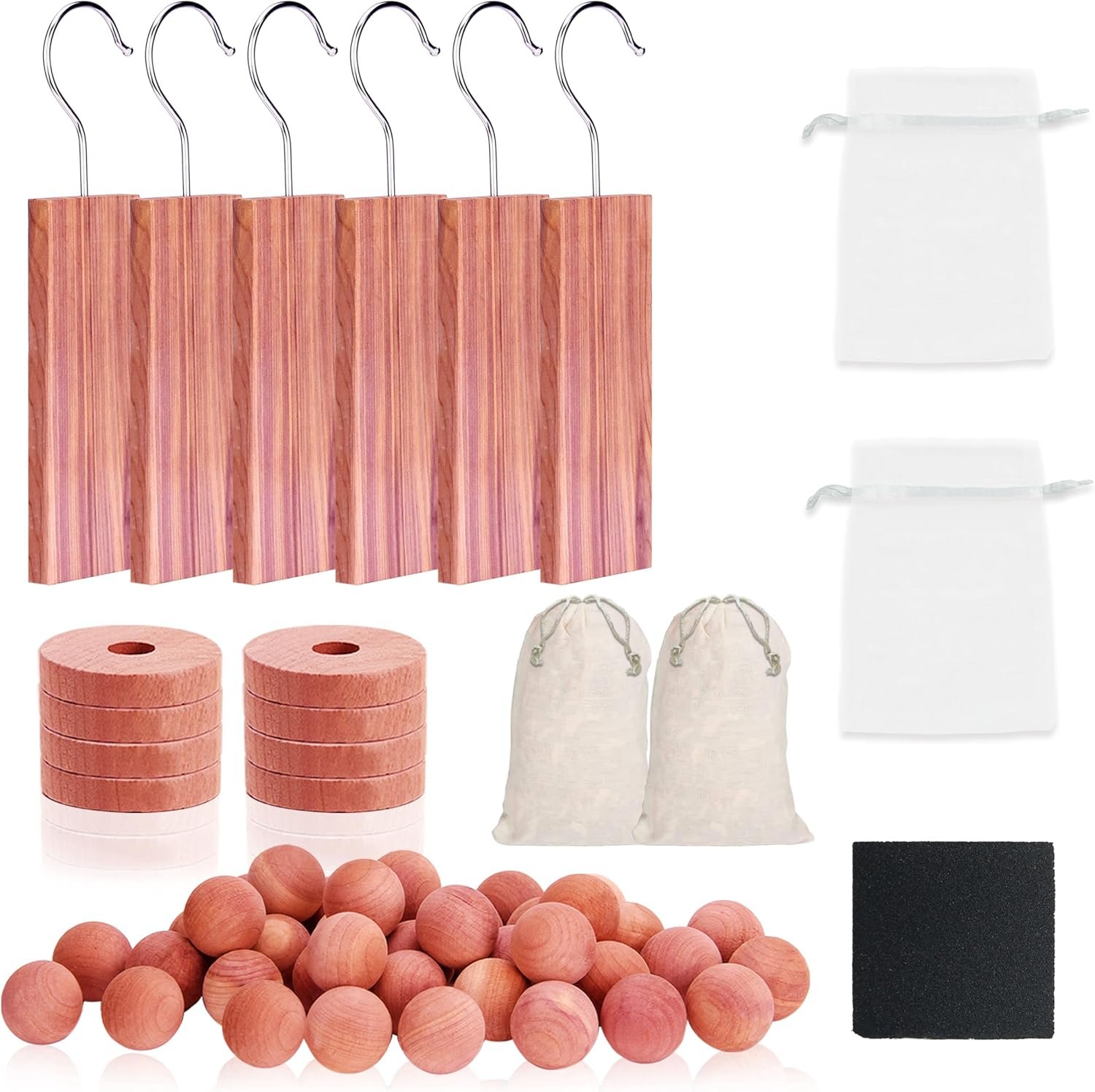 Cedar Space Cedar Blocks for Clothes Storage, 40 PCS Balls, Chips & Sachets