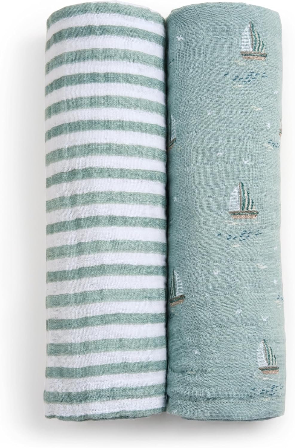 aden + anais Boutique Organic Cotton Muslin Swaddle 2 Pack, Breathable Baby Receiving Blanket, Soft and Lightweight Wrap, Diaper Bag Must Have, Sailing Seas