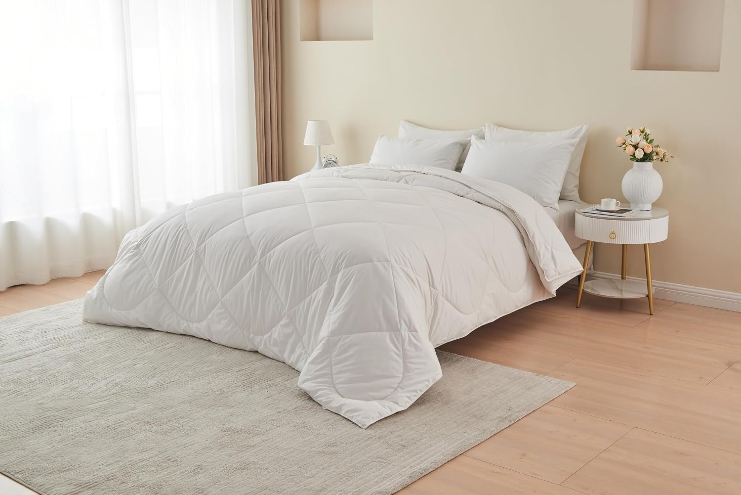 Down Alternative Duvet Comforter 100% Peruvian Alpaca Wool Fill – All-Season Hypoallergenic Thermal Control – All natural sustainable, Full/Queen