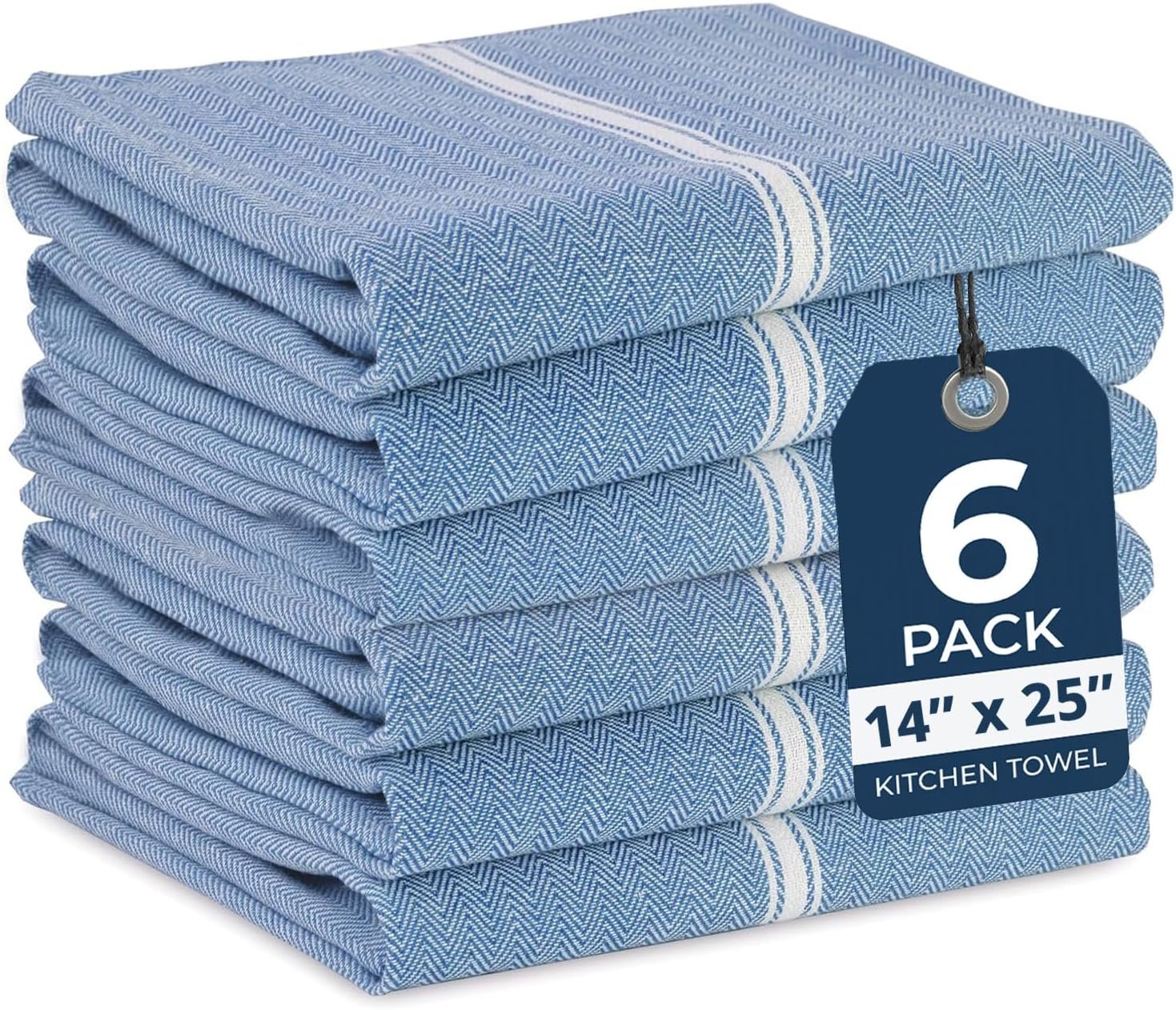 LANE LINEN Tea Towels for Kitchen 100% Cotton Absorbent Lint-Free 6 Pack