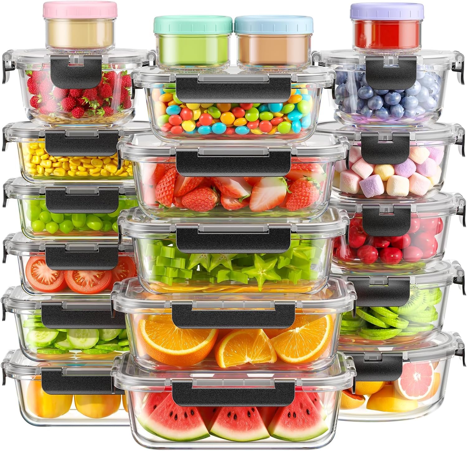 BiuLeon 40 PCS Glass Food Storage Containers with Lids, BPA-Free