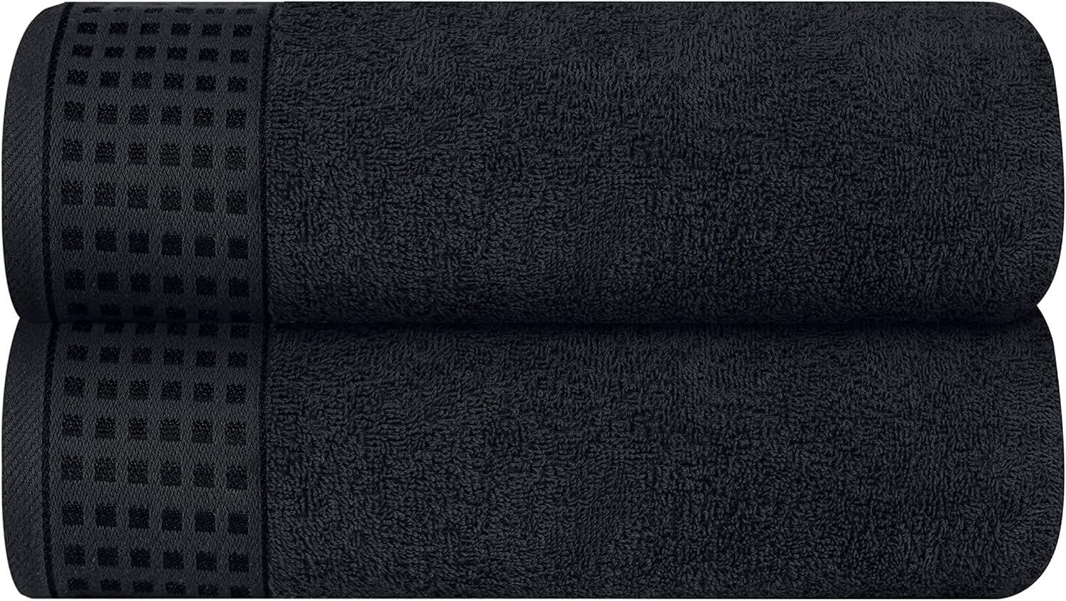 GLAMBURG 100% Cotton 2 Pack Oversized Bath Towel Set 28×55 Inches, Ultra Soft Highly Absorbant Compact Quickdry & Lightweight Large Bath Towels, Ideal for Gym Travel Camp Pool – Black