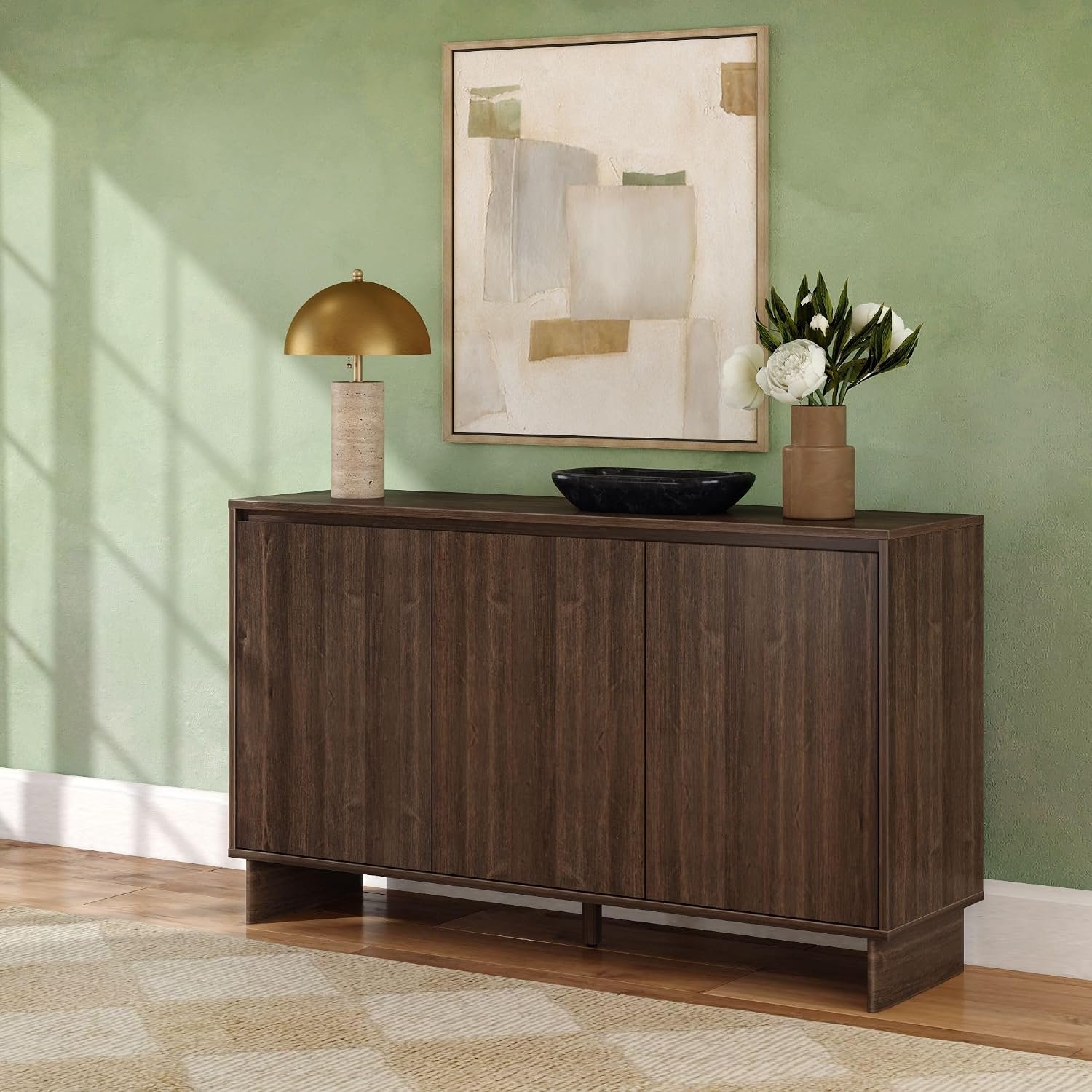 Plank+Beam Modern TV Stand, 3 Door, Walnut