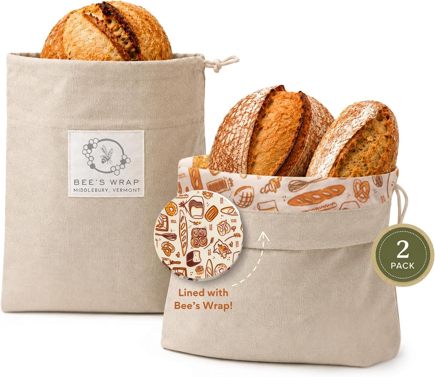 Bee’s Wrap Beeswax Bread Bags, 2 Pack – Bakery Lane