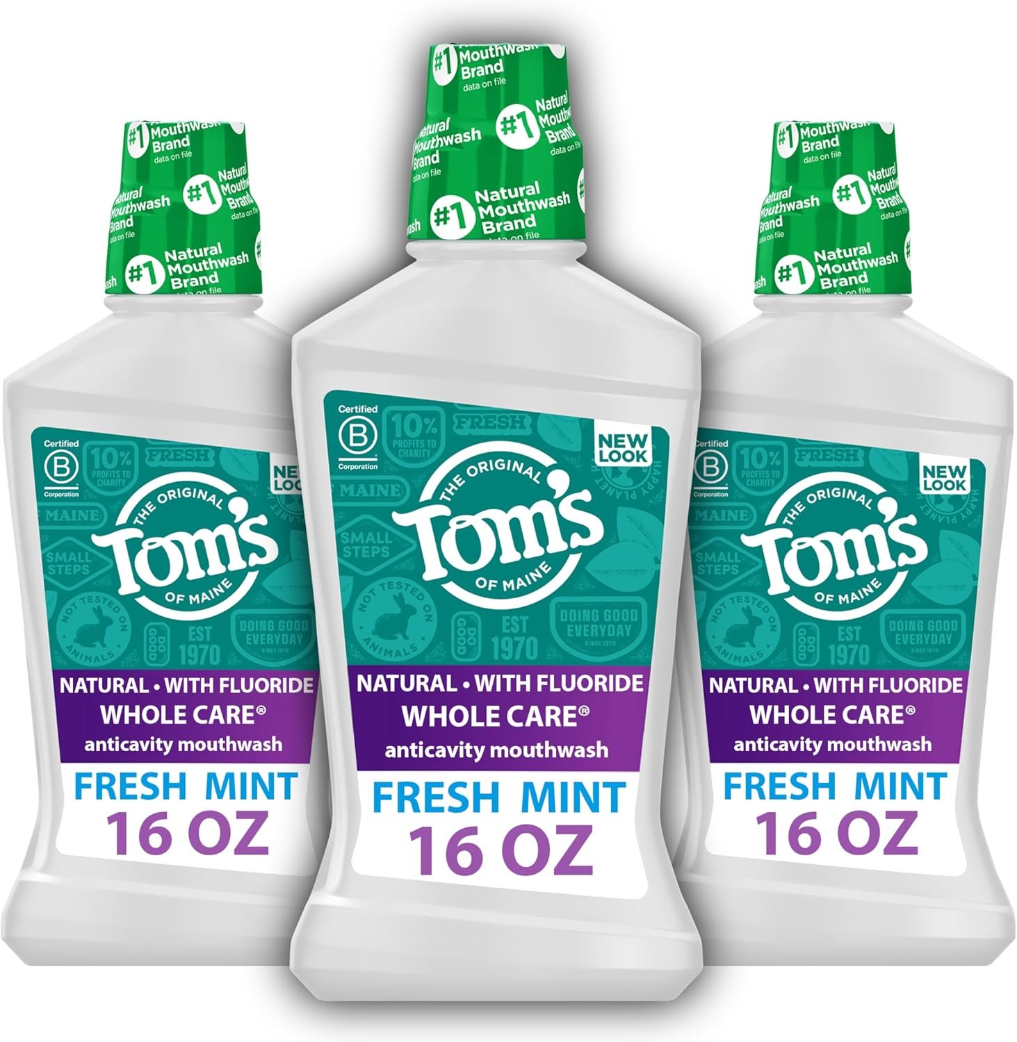 Tom’s of Maine Whole Care Natural Anticavity Fluoride Mouthwash 3Pk, 16 oz