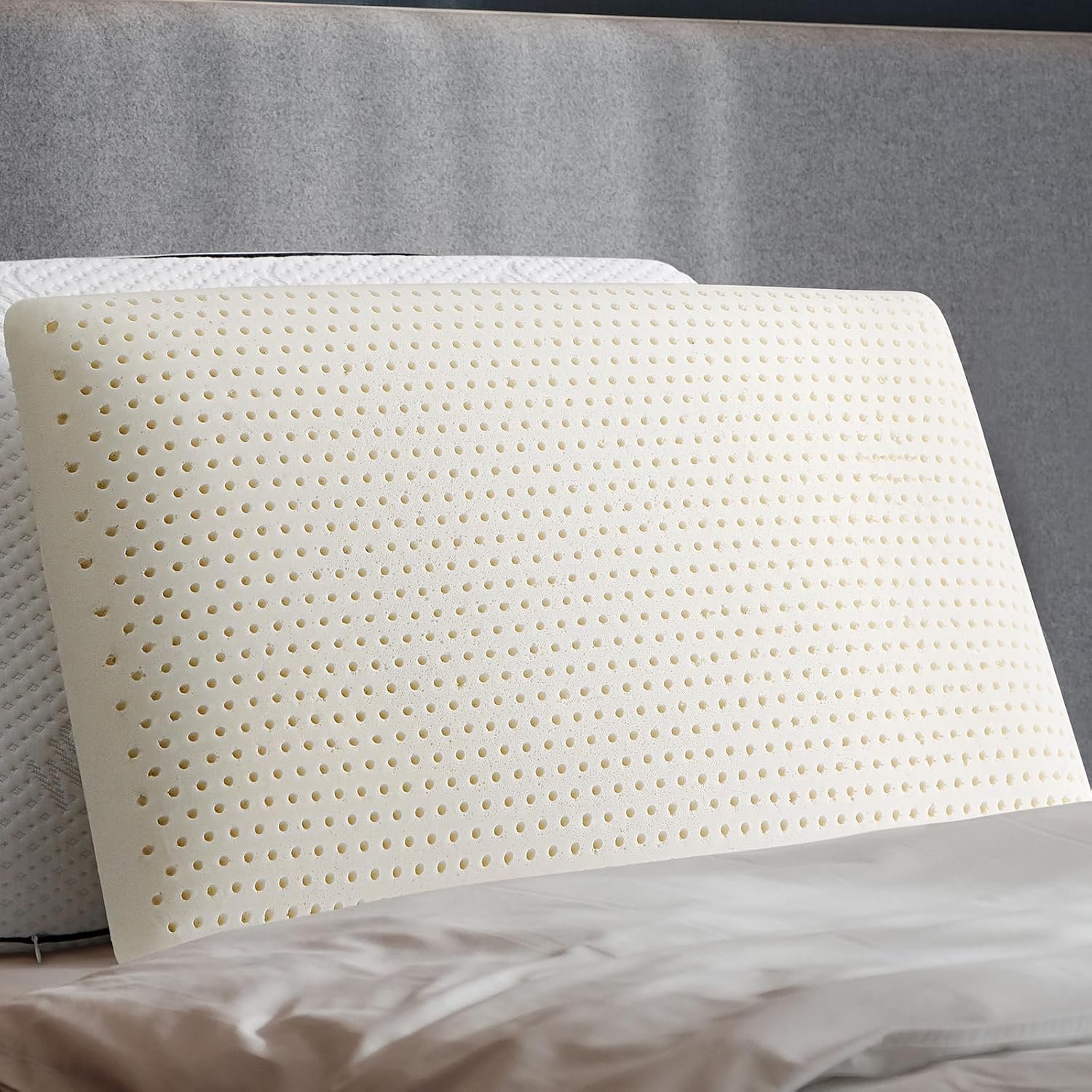 Latex Pillow, 100% Talalay Natural Latex Pillow, Soft Sleeping Bed Pillows with Cotton Cover, Queen Size, Perfect for Side/Back Pain, Stomach, Neck, Stress Relief (Queen Size, Medium (6.2” H))
