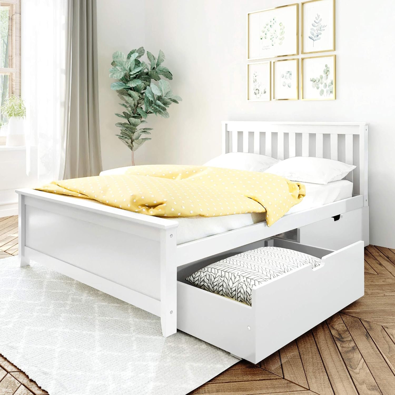 Max & Lily Full Bed with Under Bed Storage Drawers, White