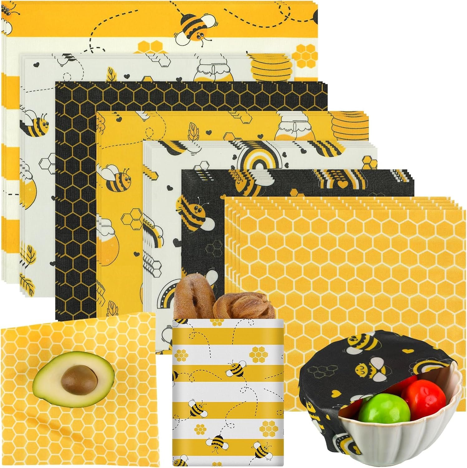 Tranqun 27 Pack Beeswax Wraps for Food Reusable Paper Beeswax Bread Storage
