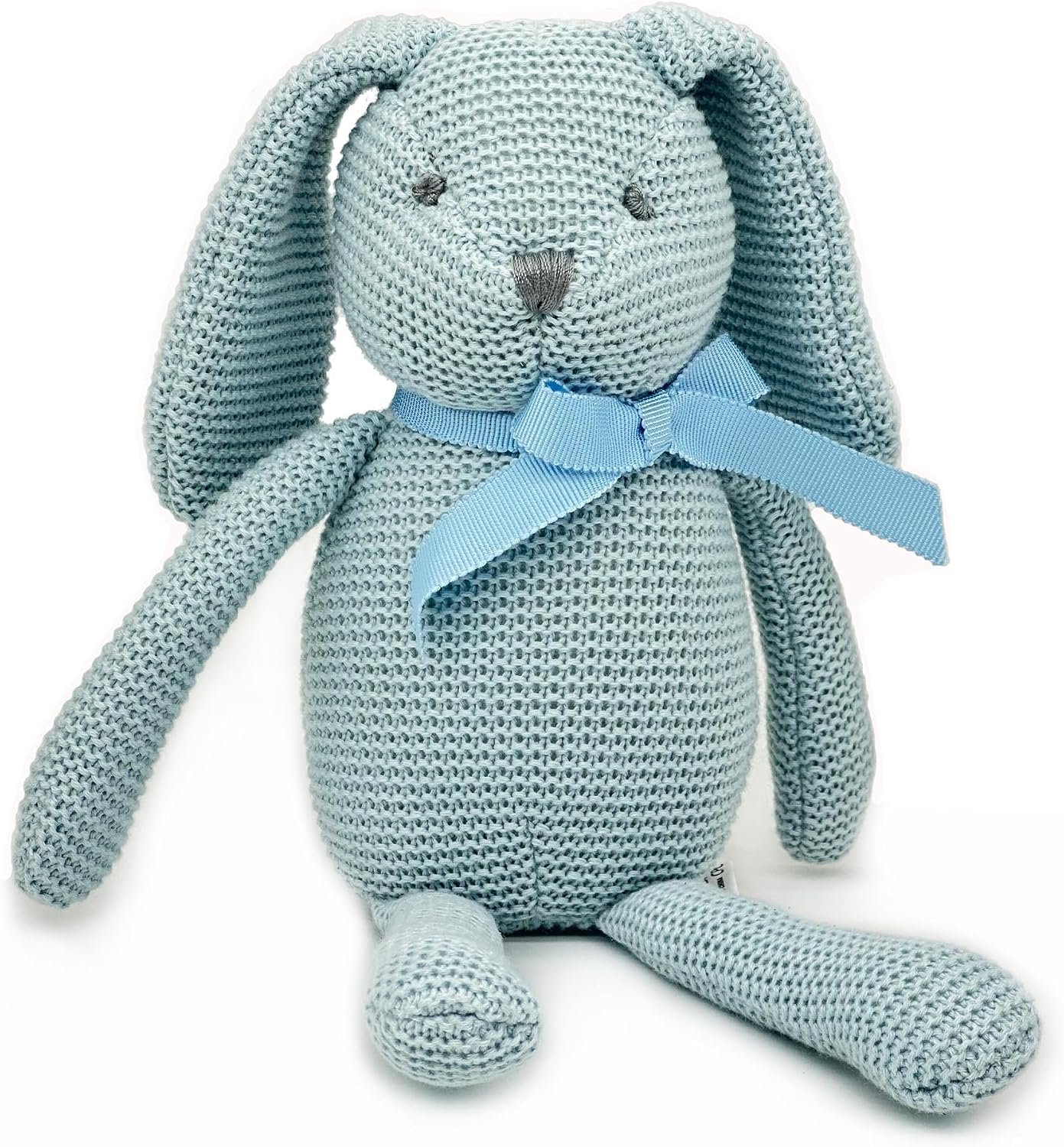 FLUFFYFUN 100% Organic Cotton Baby Bunny Stuffed Animal 7.1″ Blue