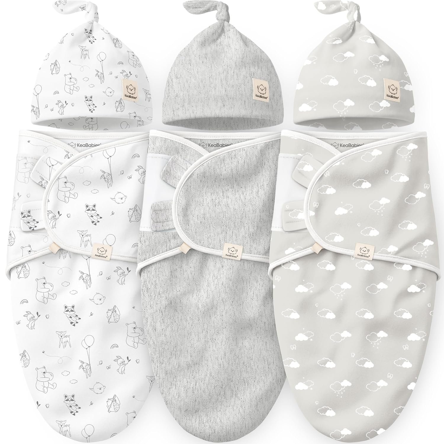 3pk Organic Swaddles for Newborns Girls, Boys & Hats (Aspire, 0-3M)