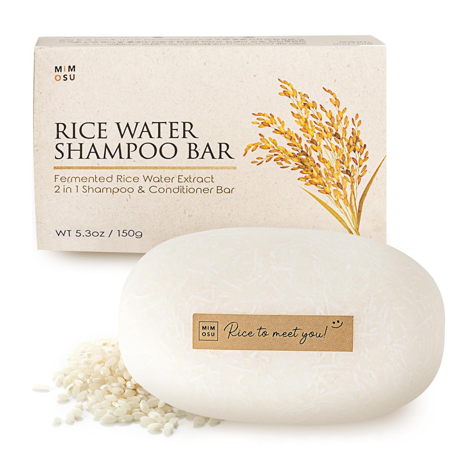 mimosu Clarifying Rice Water Shampoo Bar for Hair Growth – Unscented 5.3oz