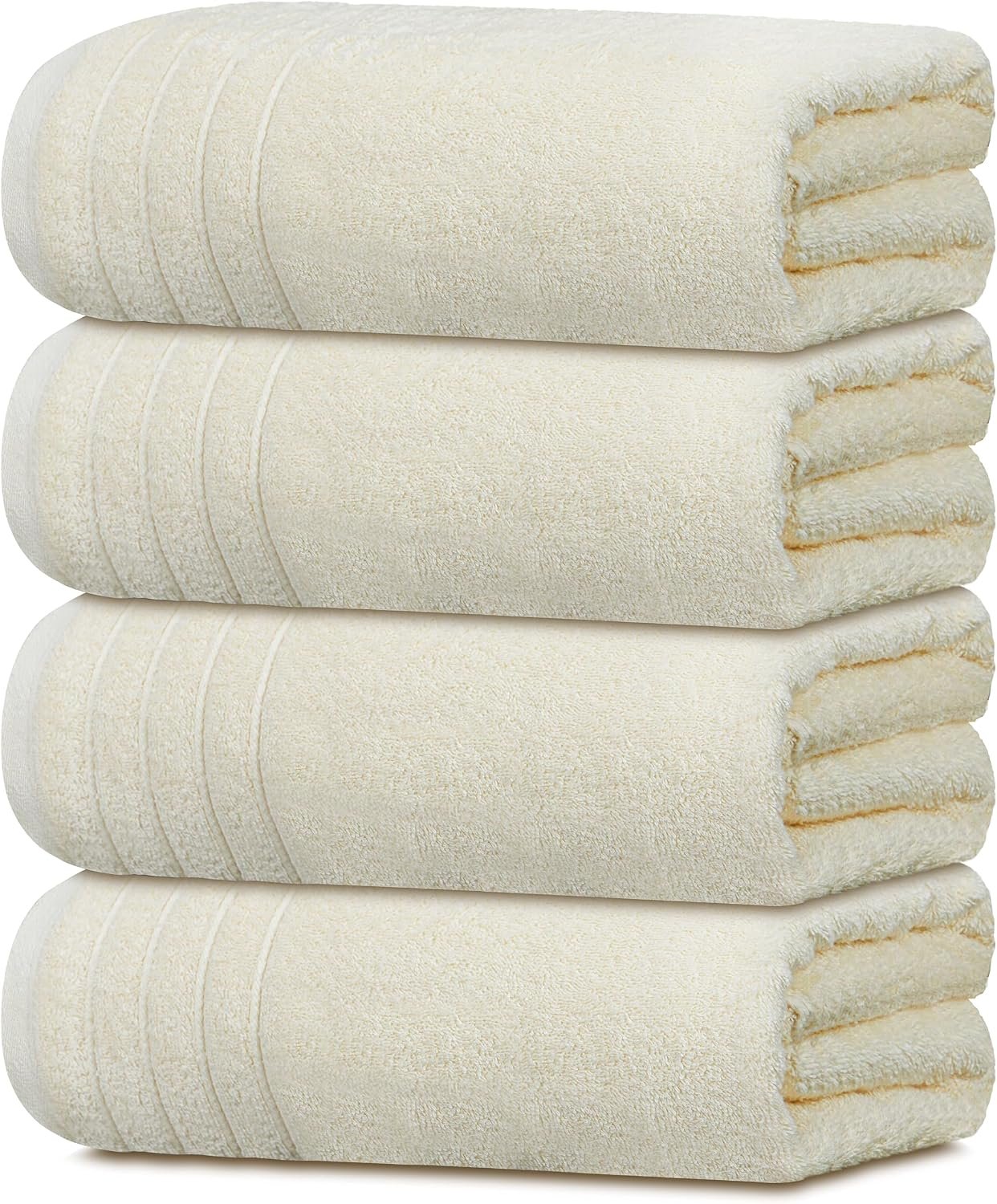 Tens Towels 4 Piece Extra Large Bath Towels 30 x 60 Inches, Cream
