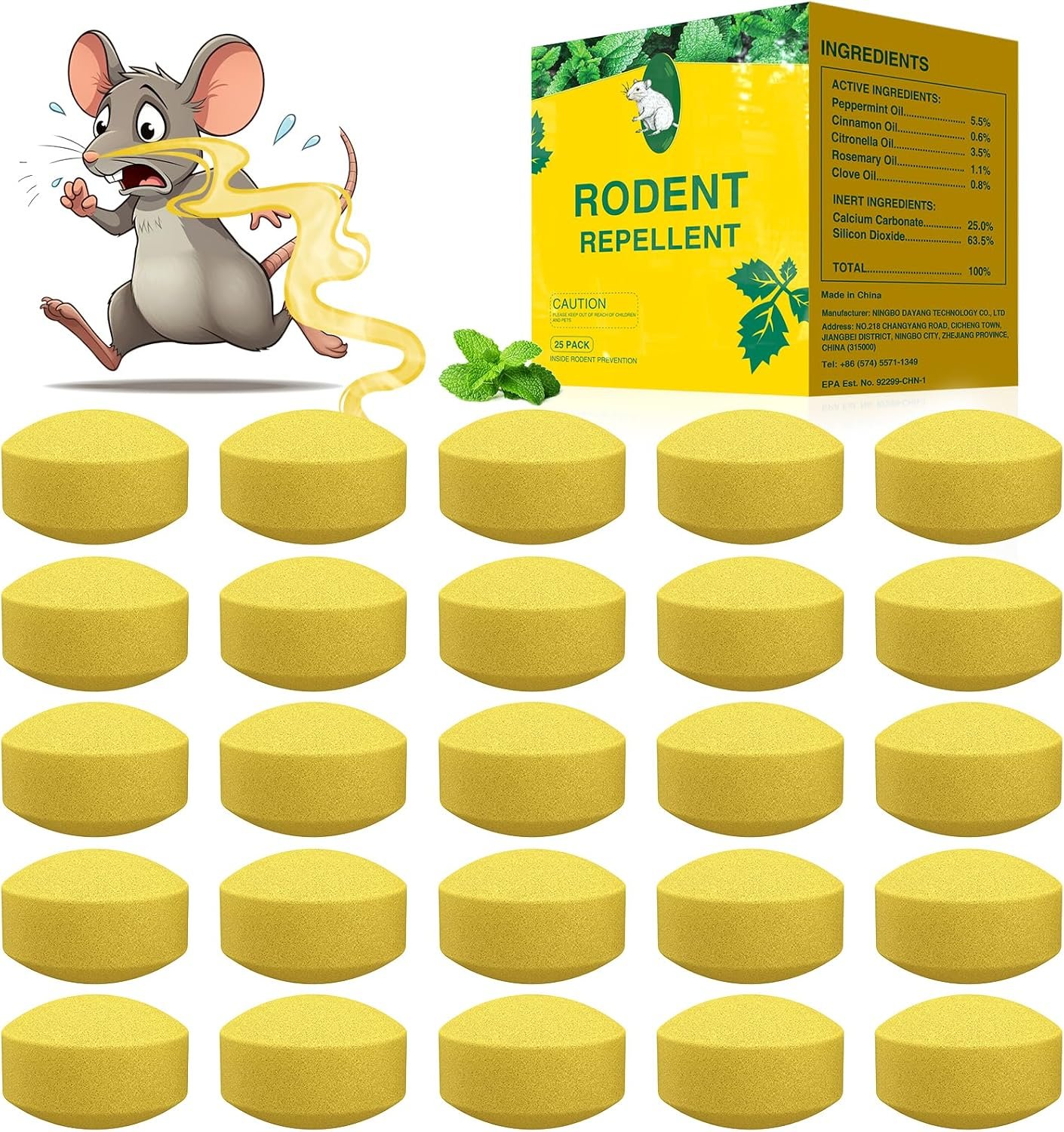 Mouse Rodent Repellent, 25 Pack Peppermint Oil Mouse Traps