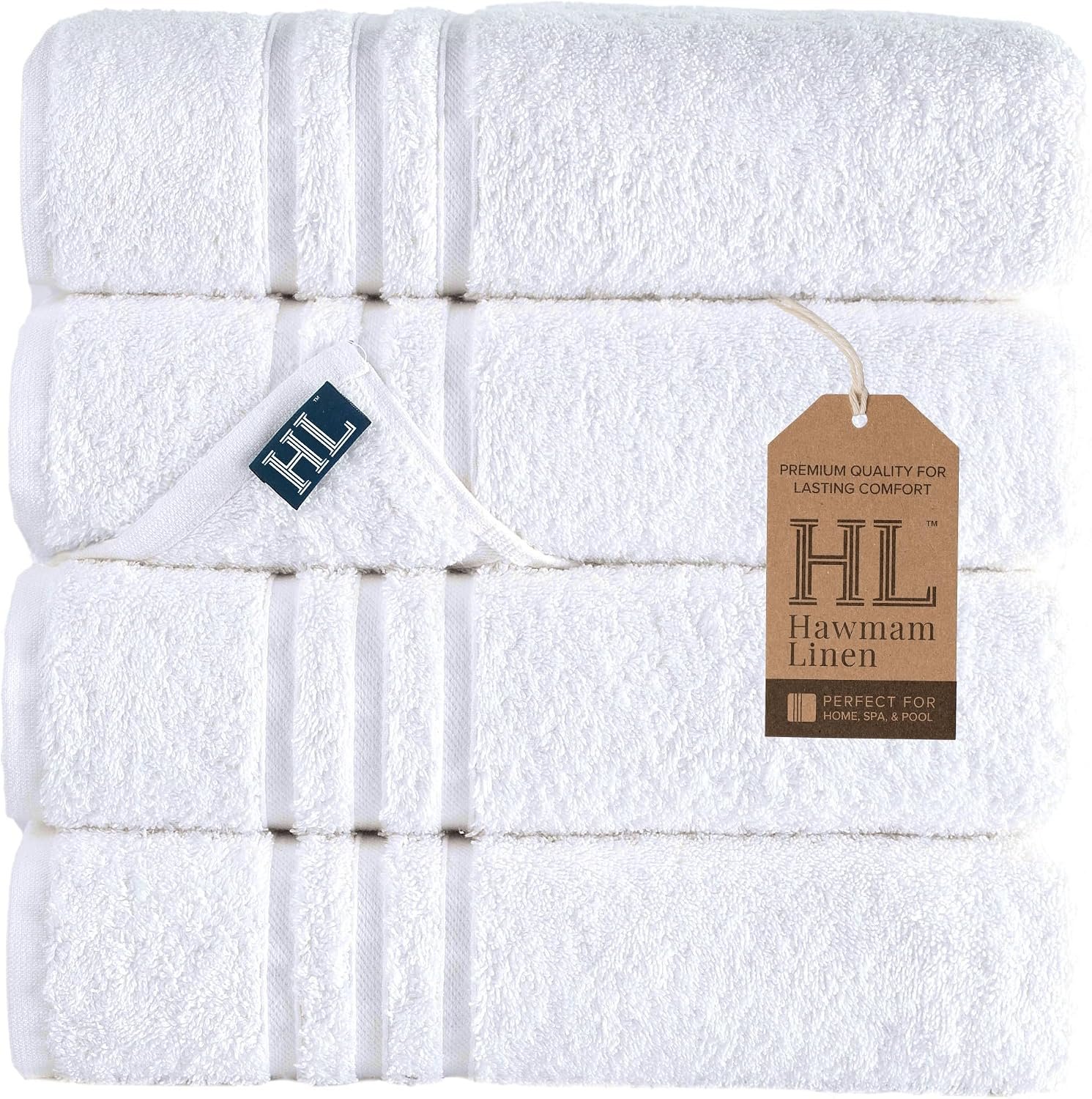 White Bath Towels 4-Pack – 27×54 Inches Soft Lightweight and Highly Absorbent Quick Drying Towels, Premium Quality Perfect for Daily Use 100%