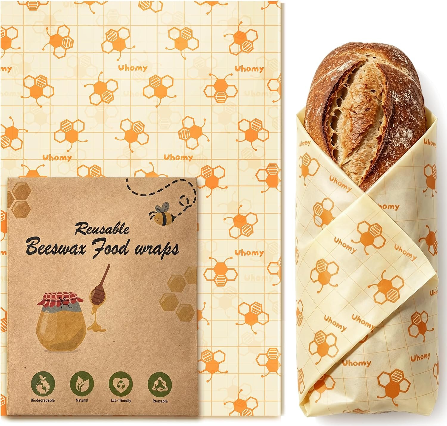 XXL Beeswax Bread Wrap 14″x 55″ Extra Large Beeswax Wraps for Food Reusable