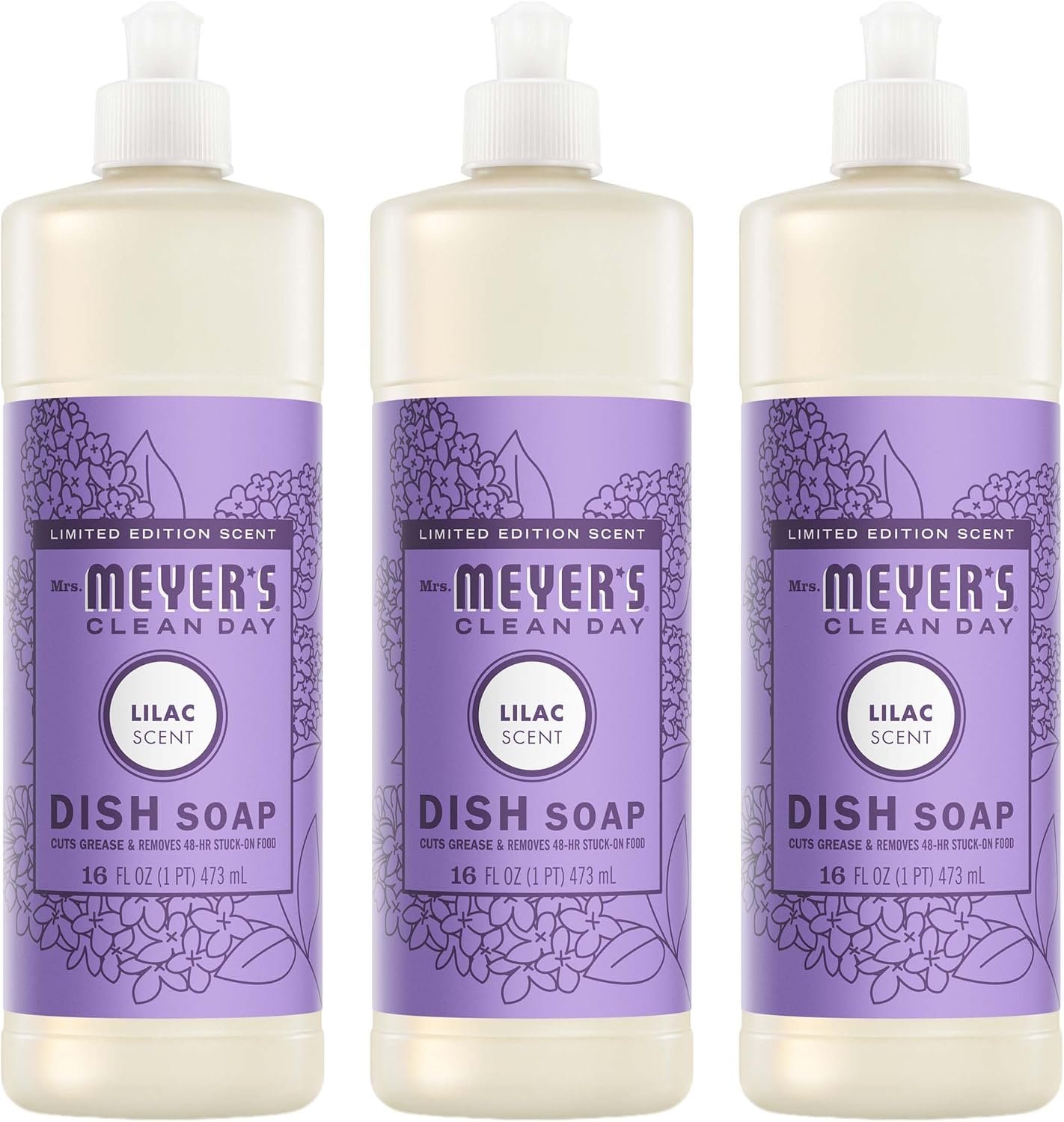 MRS. MEYER’S CLEAN DAY Liquid Dish Soap, Lilac, 16 fl oz, 3 Pack