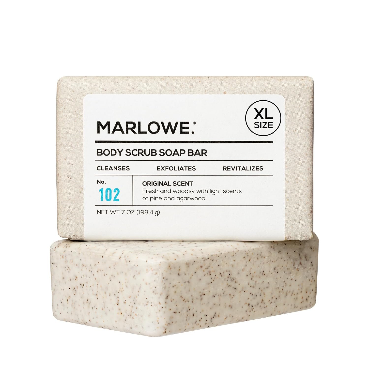 MARLOWE. Body Scrub Soap, Exfoliating Soap Bar, Sage + Fir, 7 oz