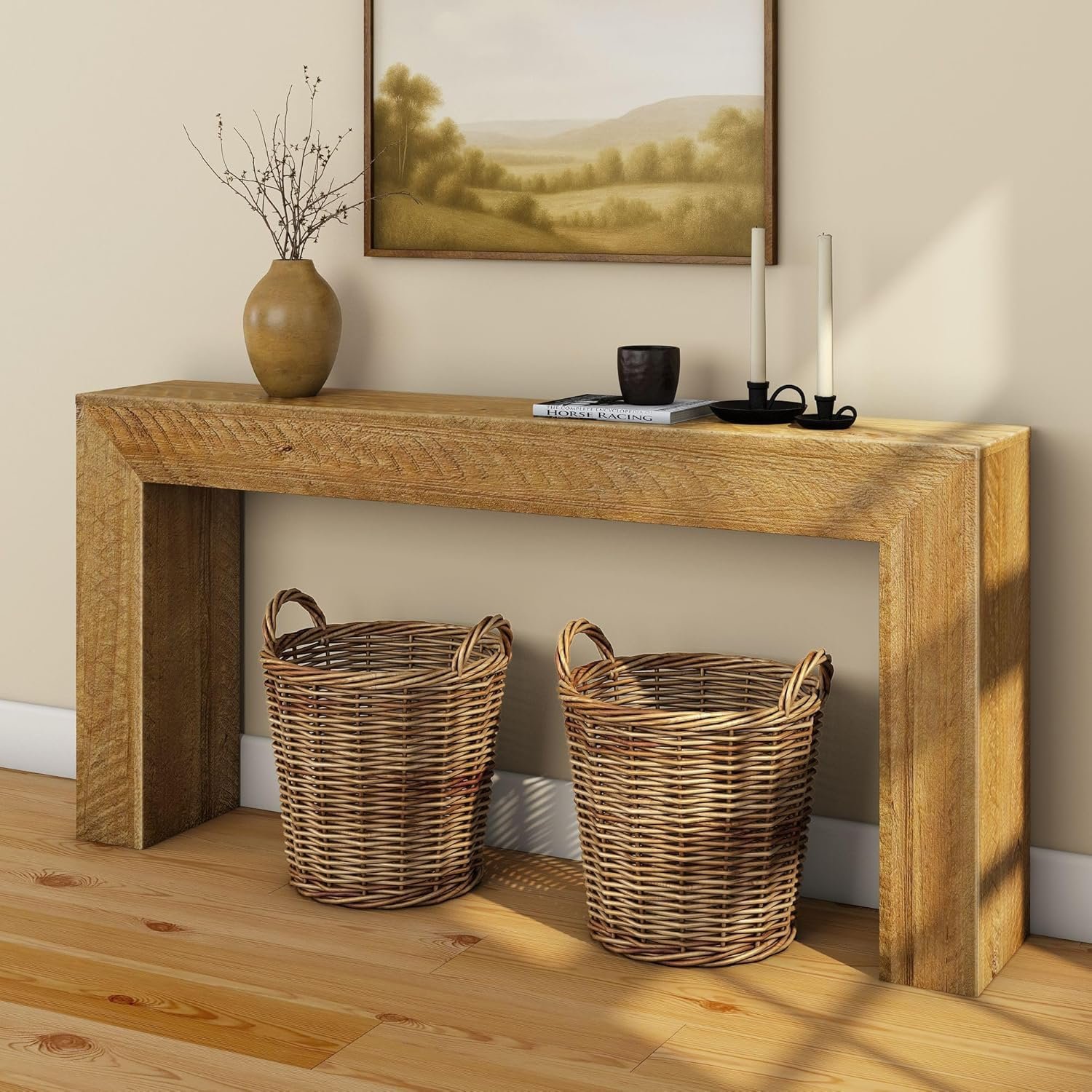 Plank+Beam Camden Console Table, 66 Inch, Rustic Honey