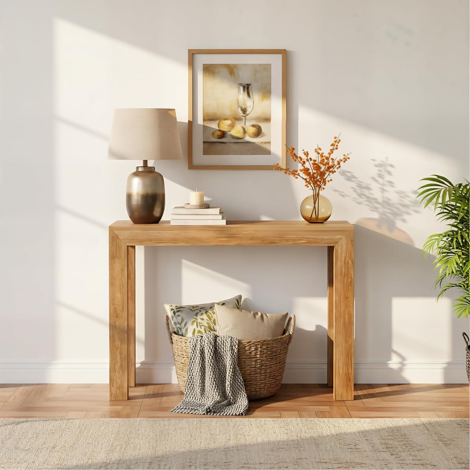 Plank+Beam Modern Console Table, 46 Inch, Pecan