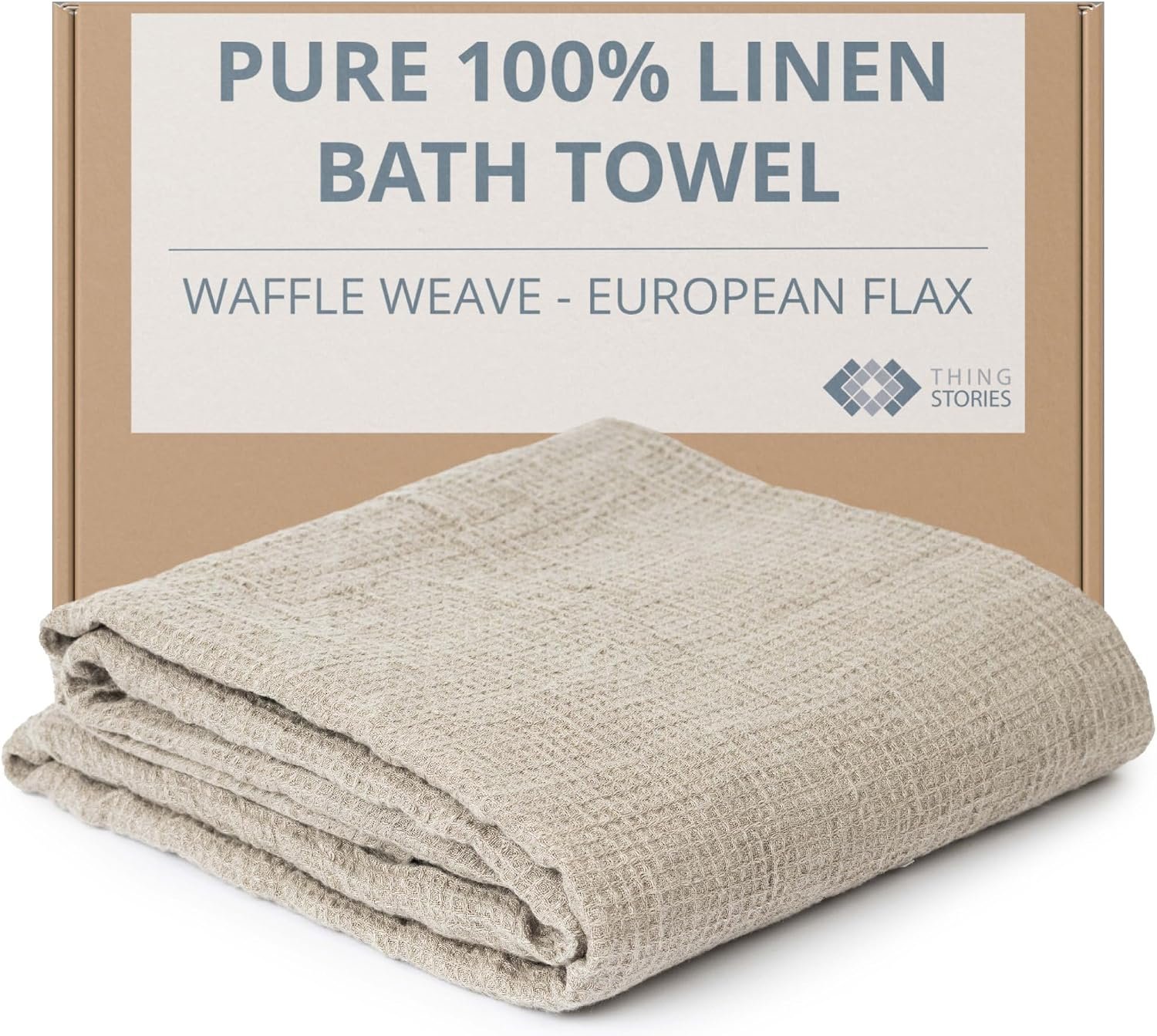 Pure 100% Linen Bath Towel – 30×60-inch Waffle Weave Hair Towel Quick Dry