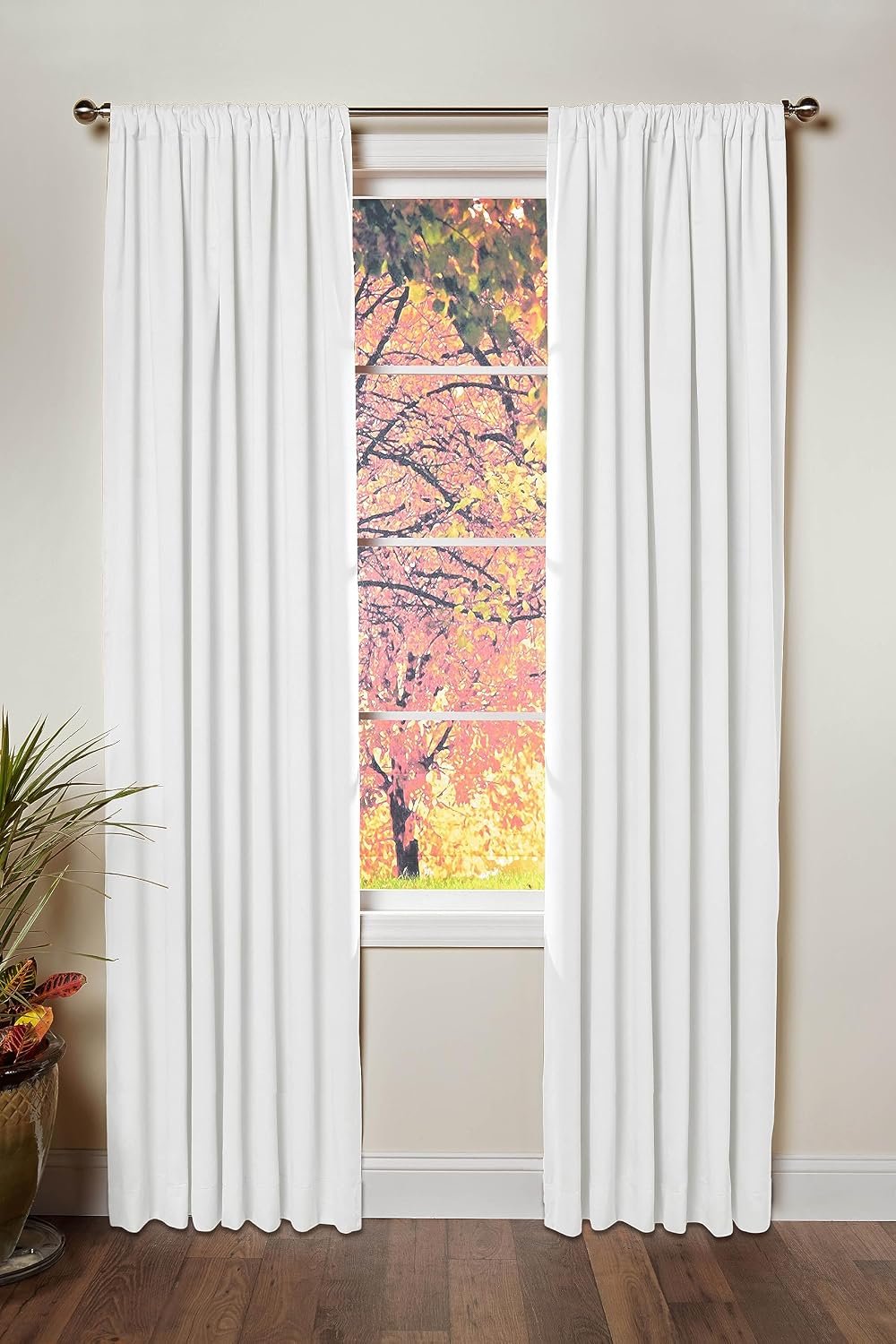 COTTON CRAFT White Curtains – 2 Window Panels with Tie Backs -63 In Length