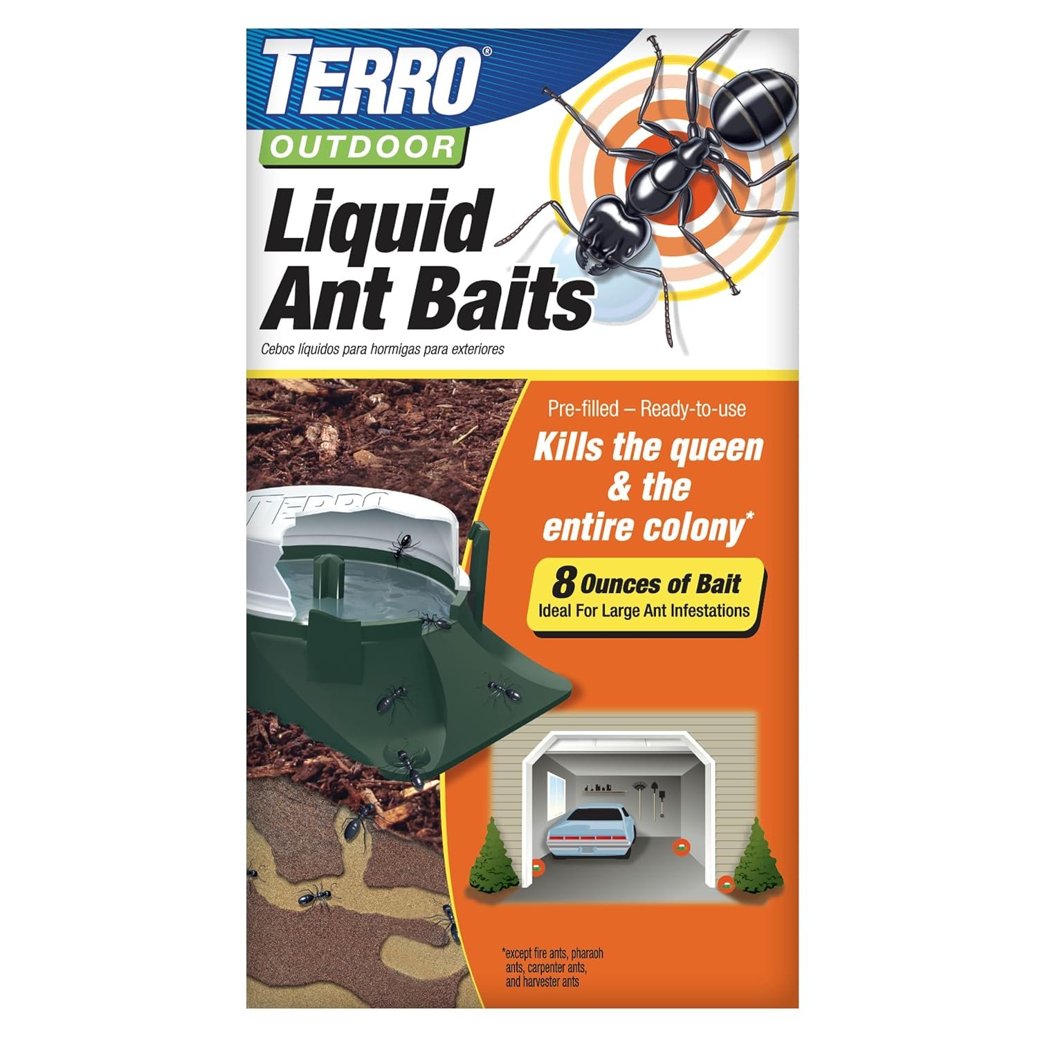 TERRO T1804SR Outdoor Ready-to-Use Liquid Ant Bait Killer and Trap – Kills Common Household Ants – 8 Bait Stations