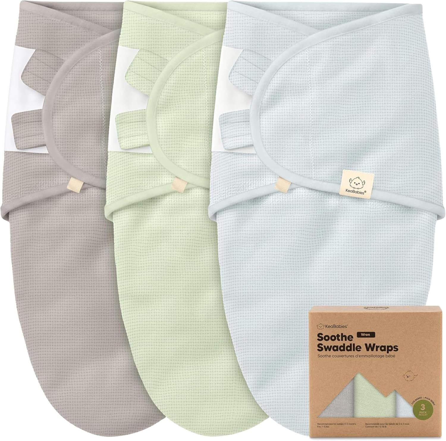 3-Pack Organic Swaddles for Newborns, Baby Swaddles 0-3 Months (Ripple)
