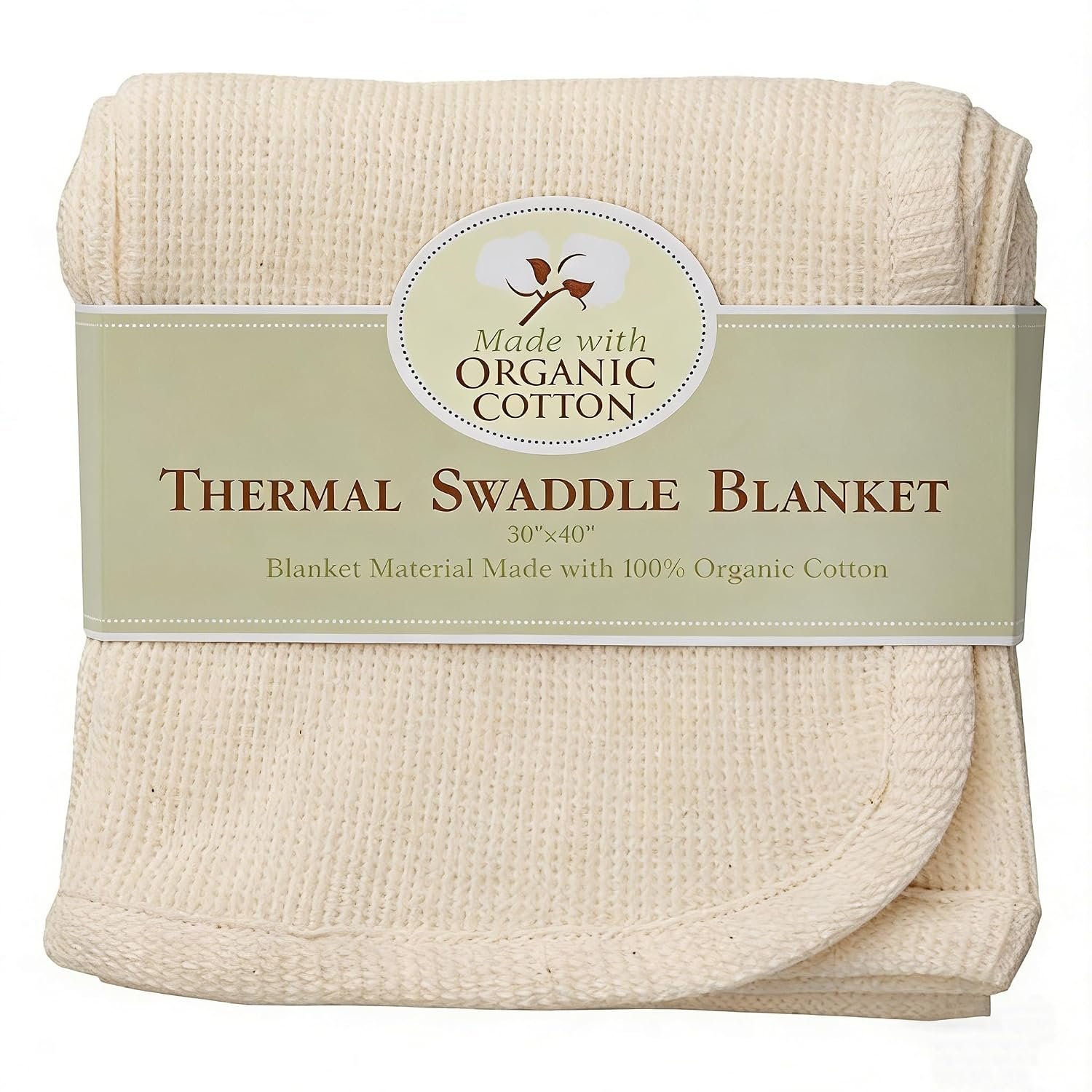 TL Care 30″ X 40″ Thermal/Waffle Swaddle Blanket Made with Organic Cotton, Natural Color, Soft Breathable, for Boys and Girls